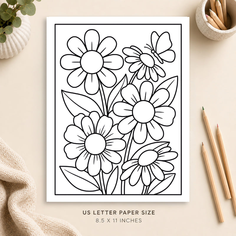 Daisies Coloring Page 1