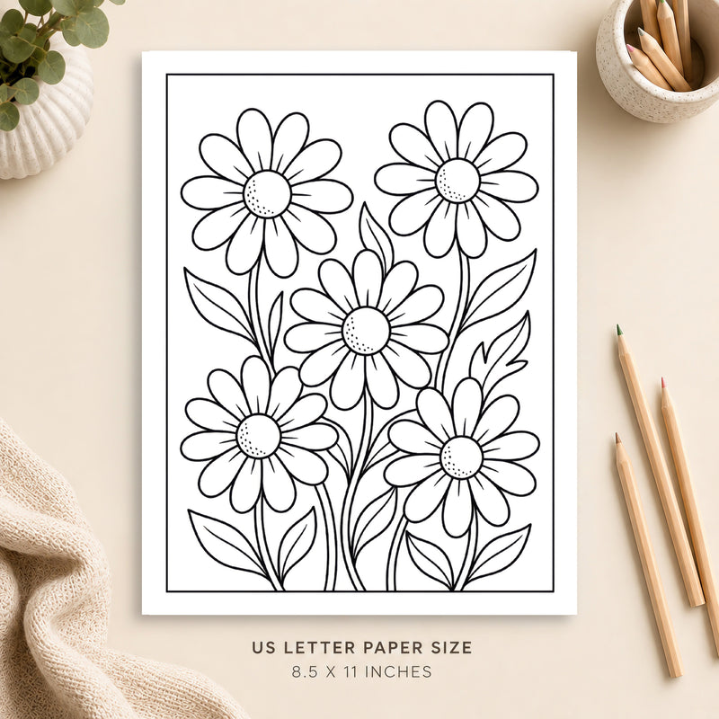 Daisies Coloring Page 2