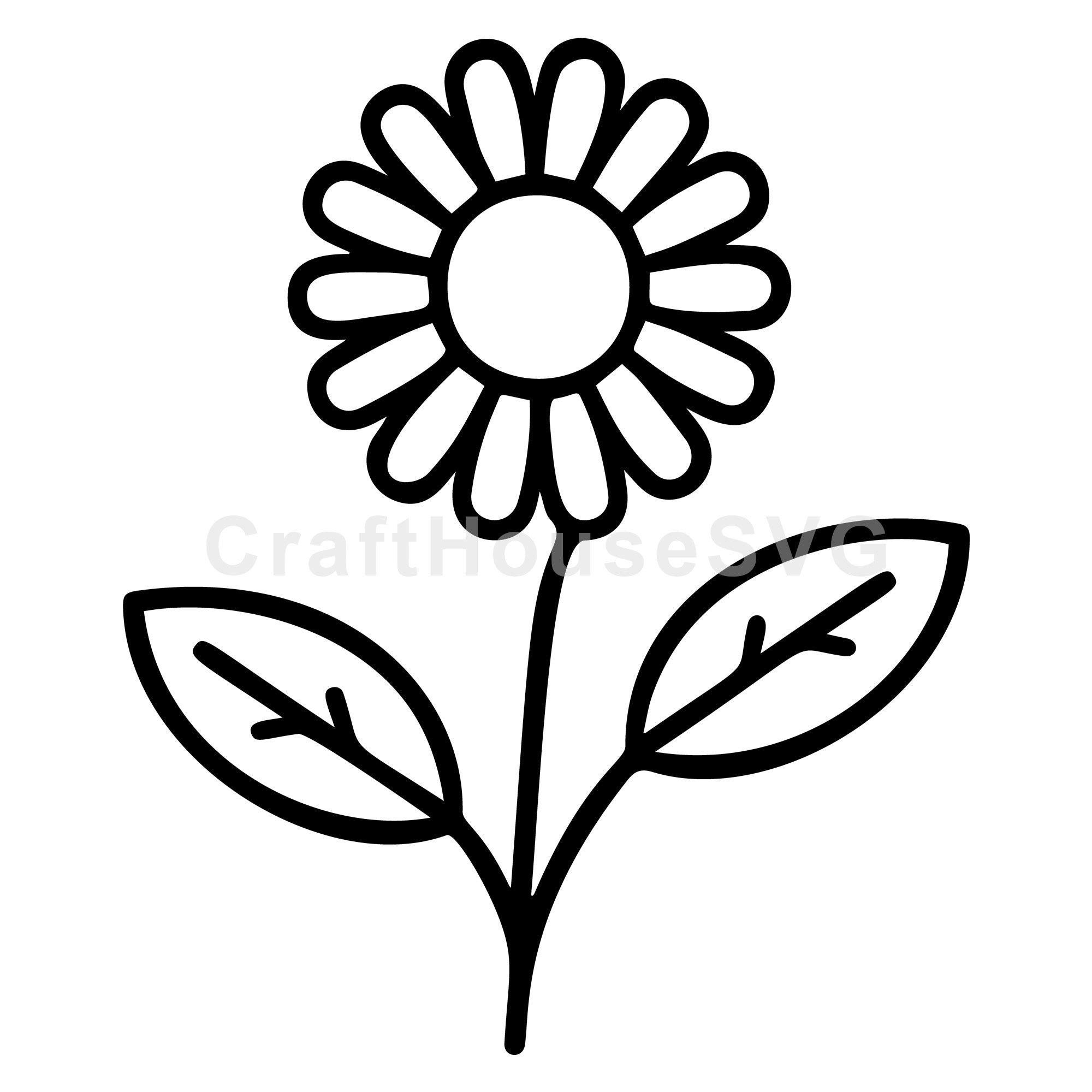 Daisy Flower Outline SVG