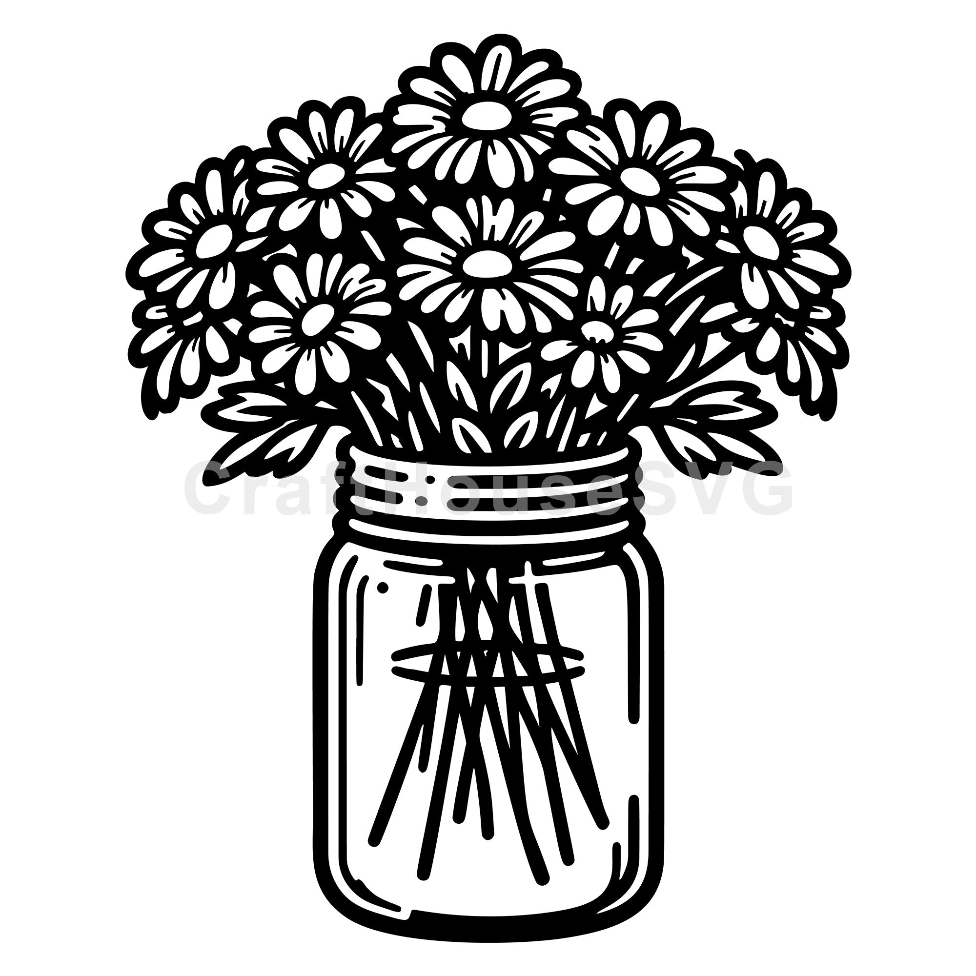 Daisy Jar Flower Bouquet SVG