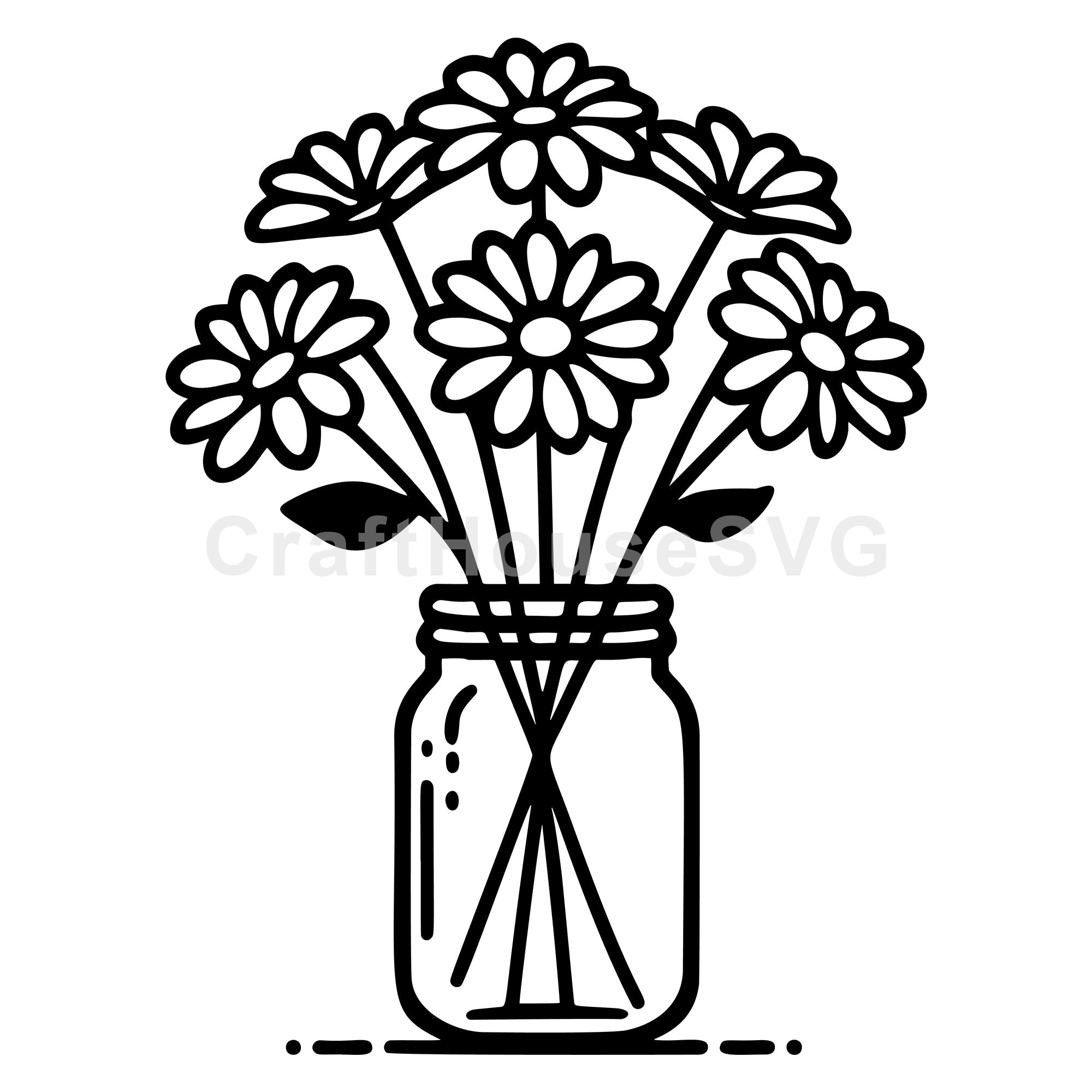 Simple Daisy Jar SVG