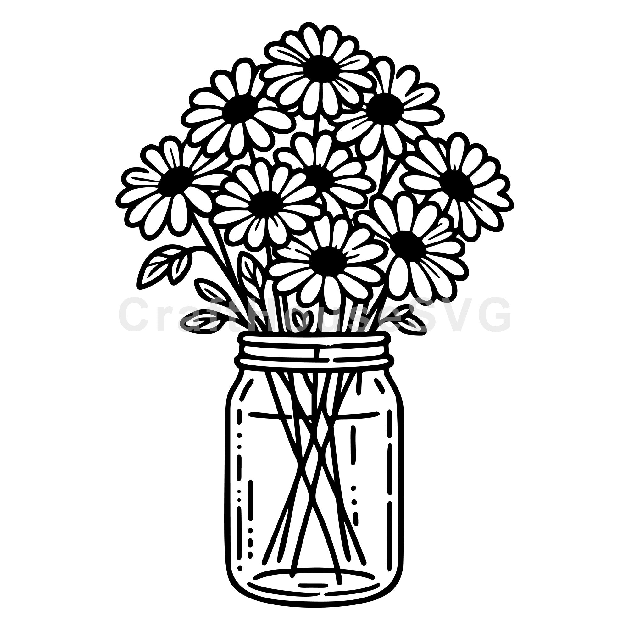 Daisy Jar SVG Flower Bouquet