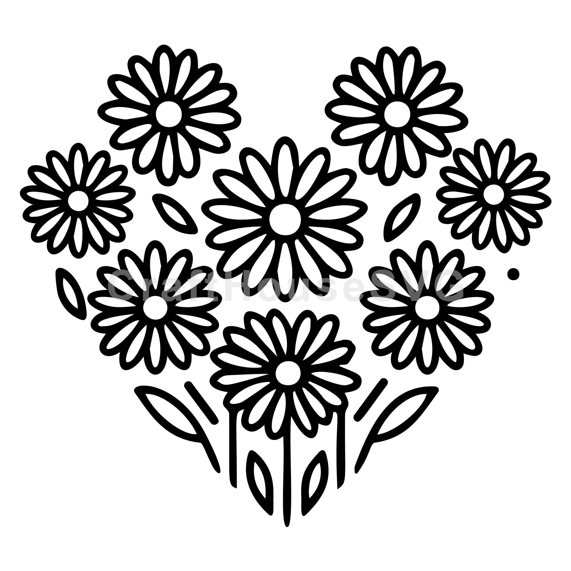 Heart Shape Daisy SVG