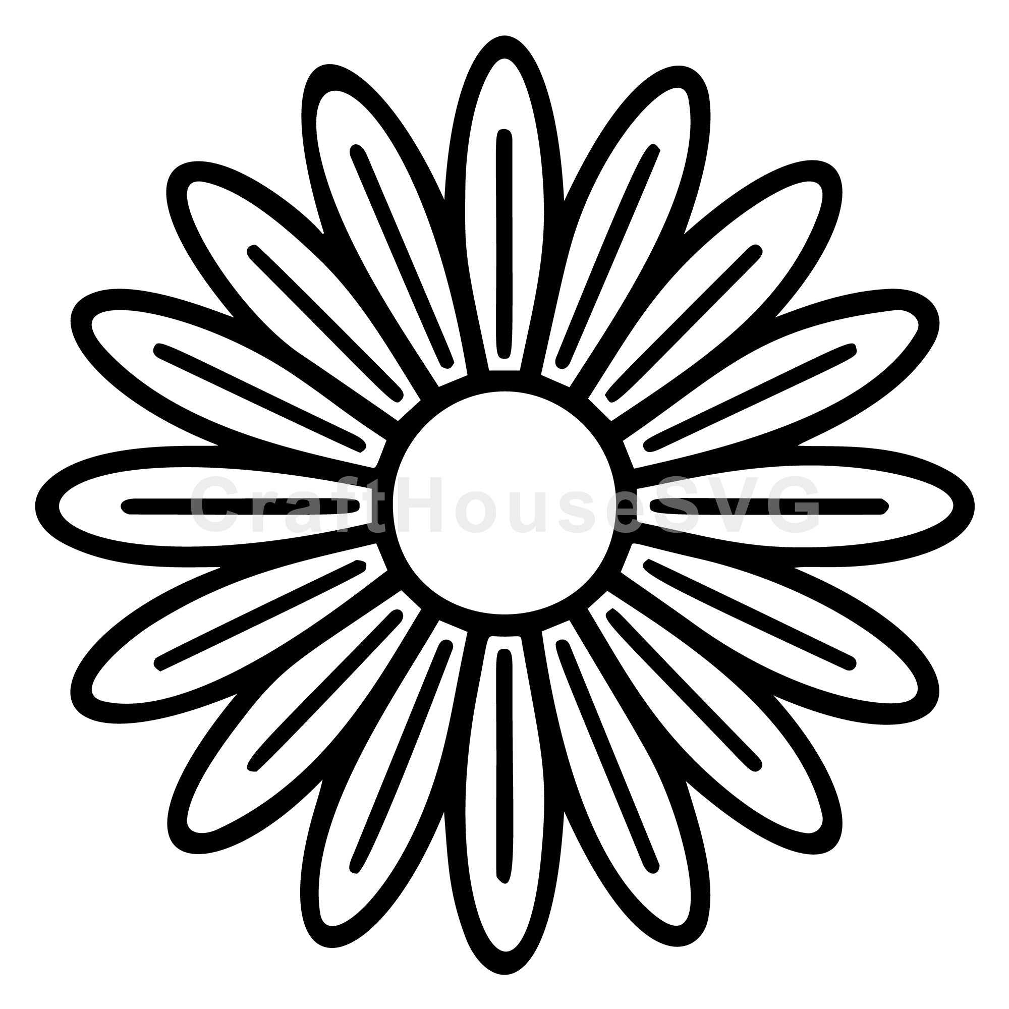 Daisy Line Art SVG