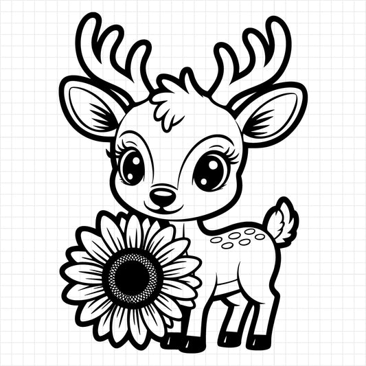 Deer Holding Sunflower SVG