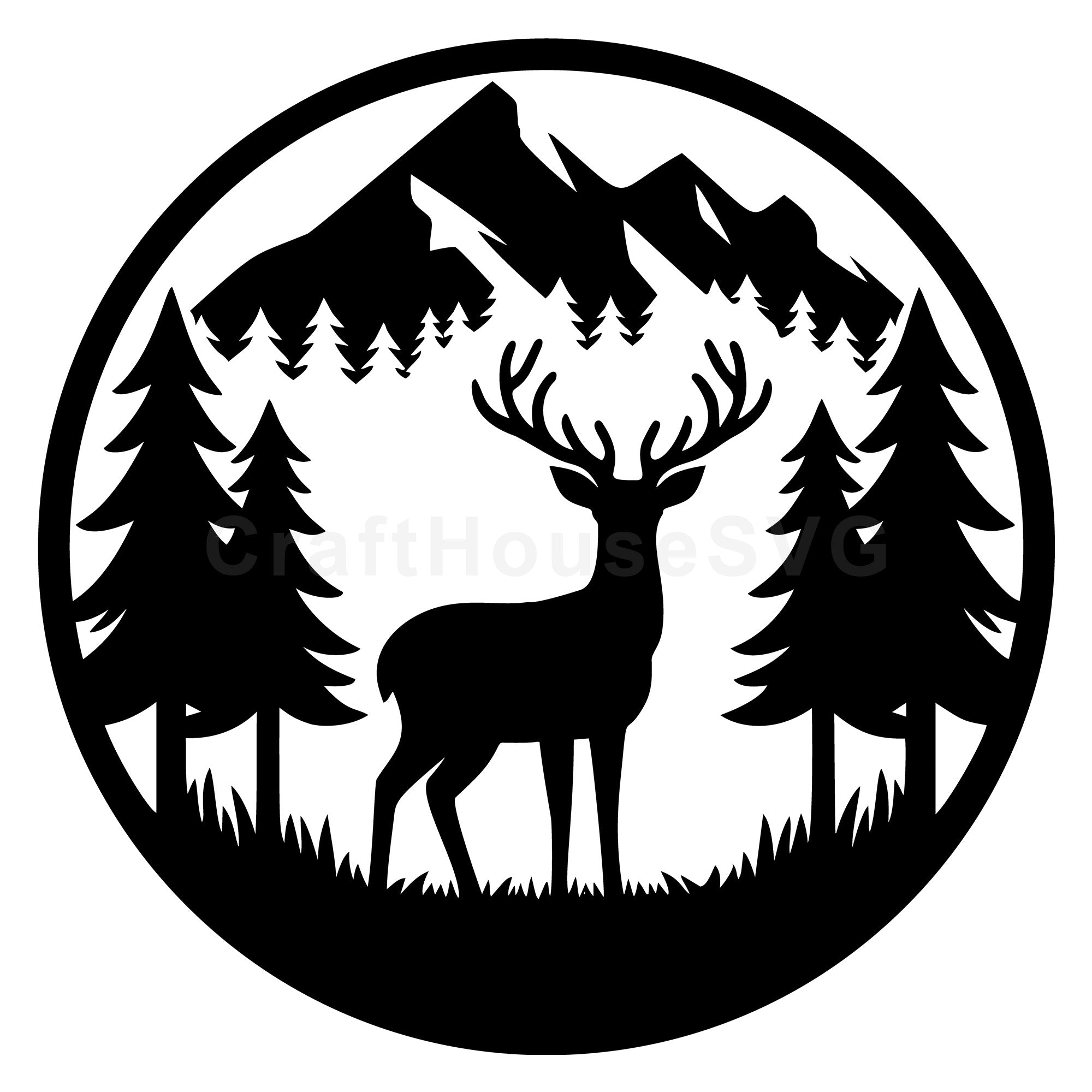 Forest Deer Silhouette SVG