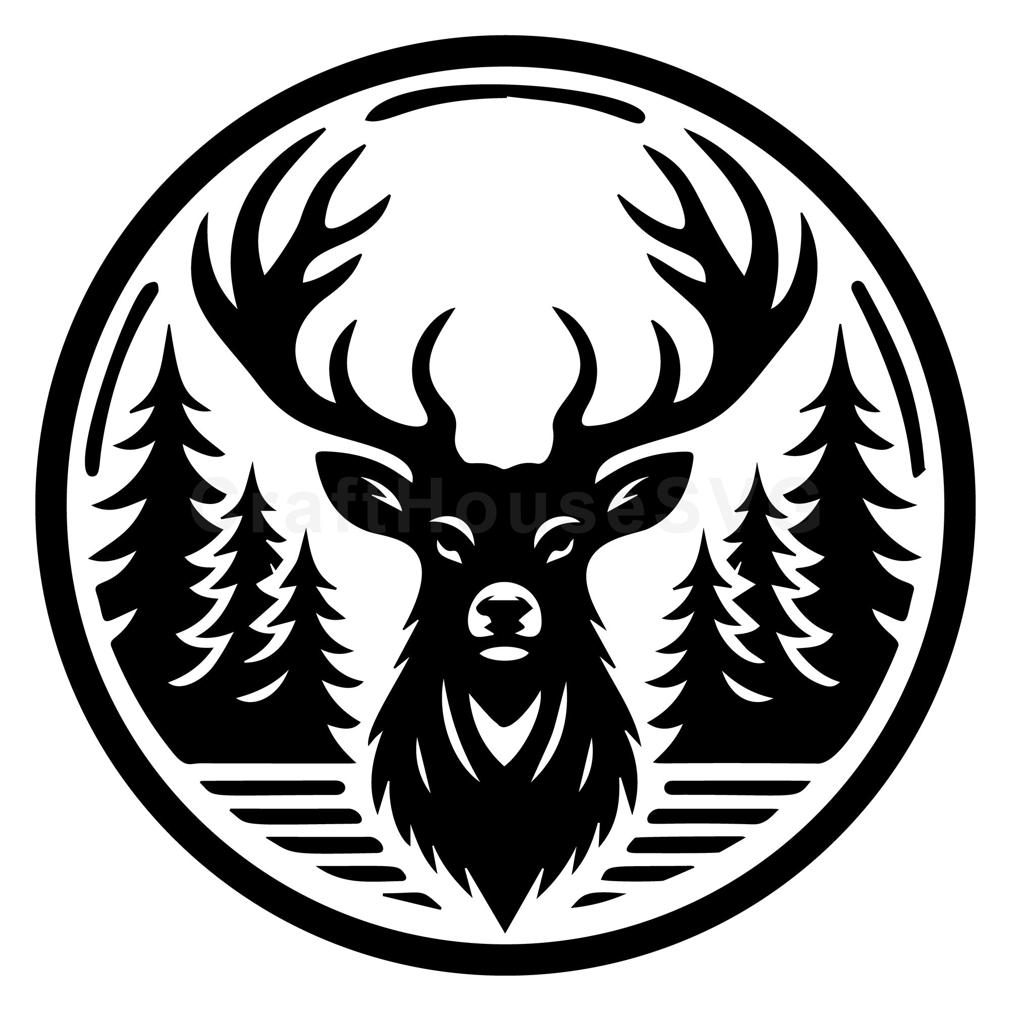 Majestic Deer Circle SVG