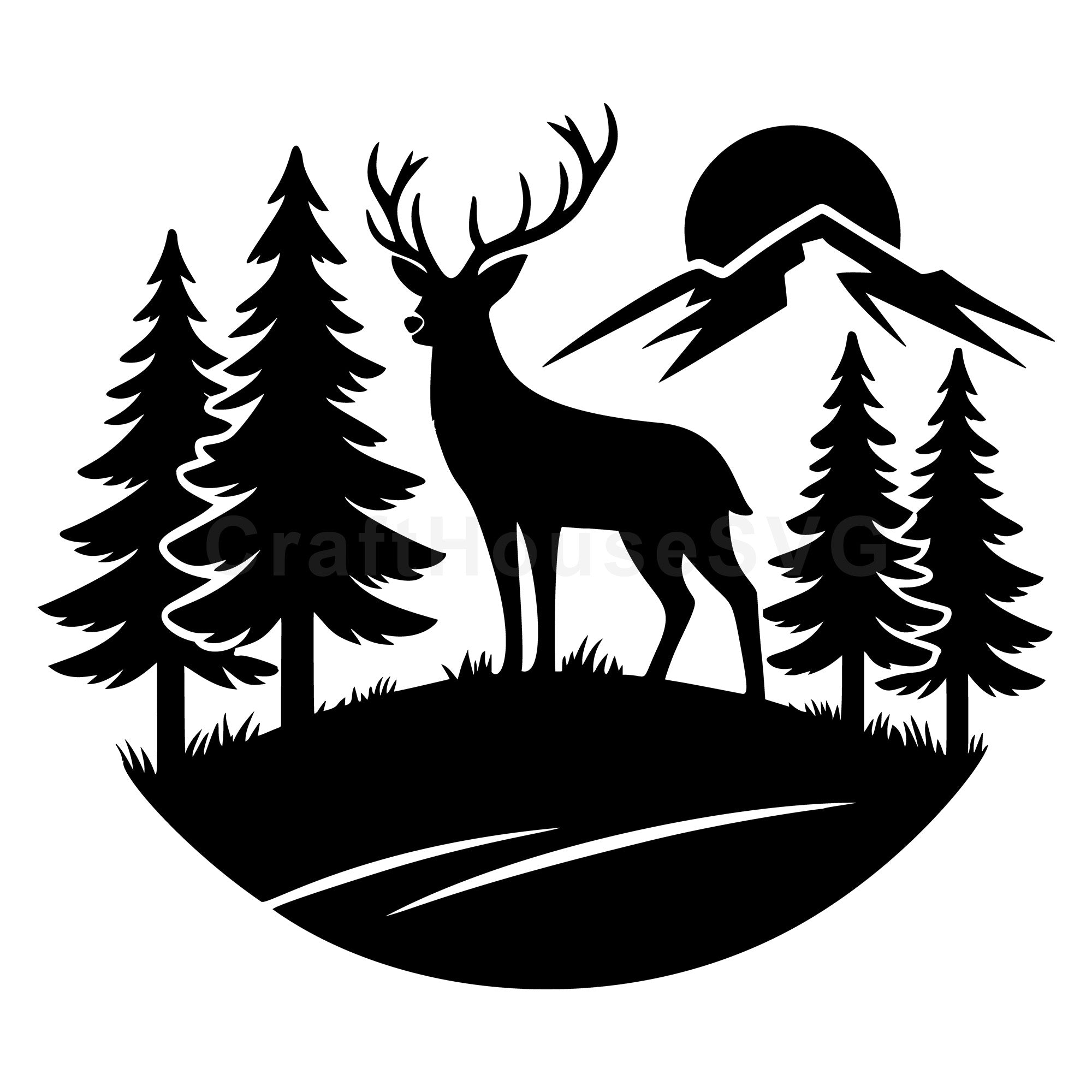 Noble Stag Silhouette SVG