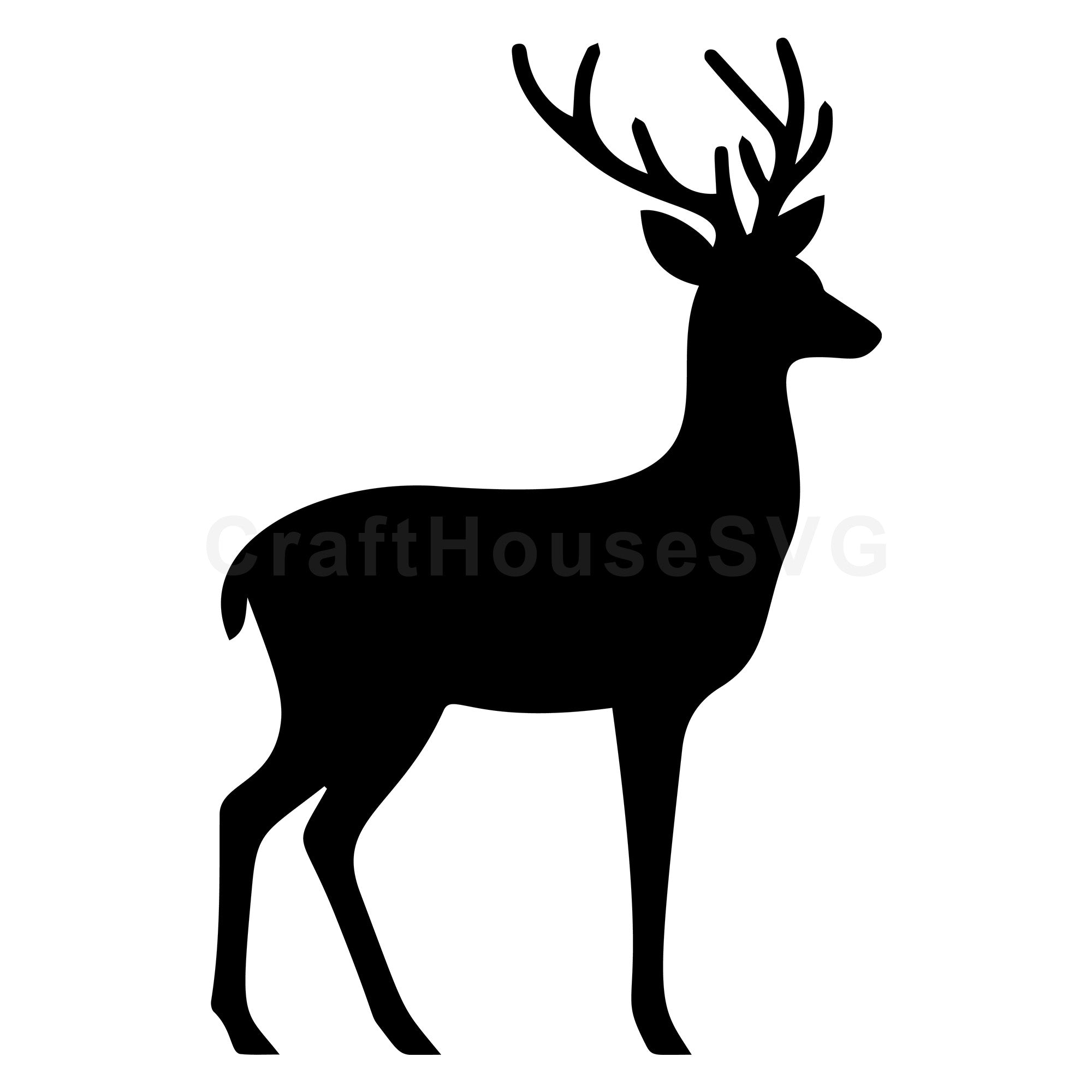 Simple Standing Deer Silhouette SVG