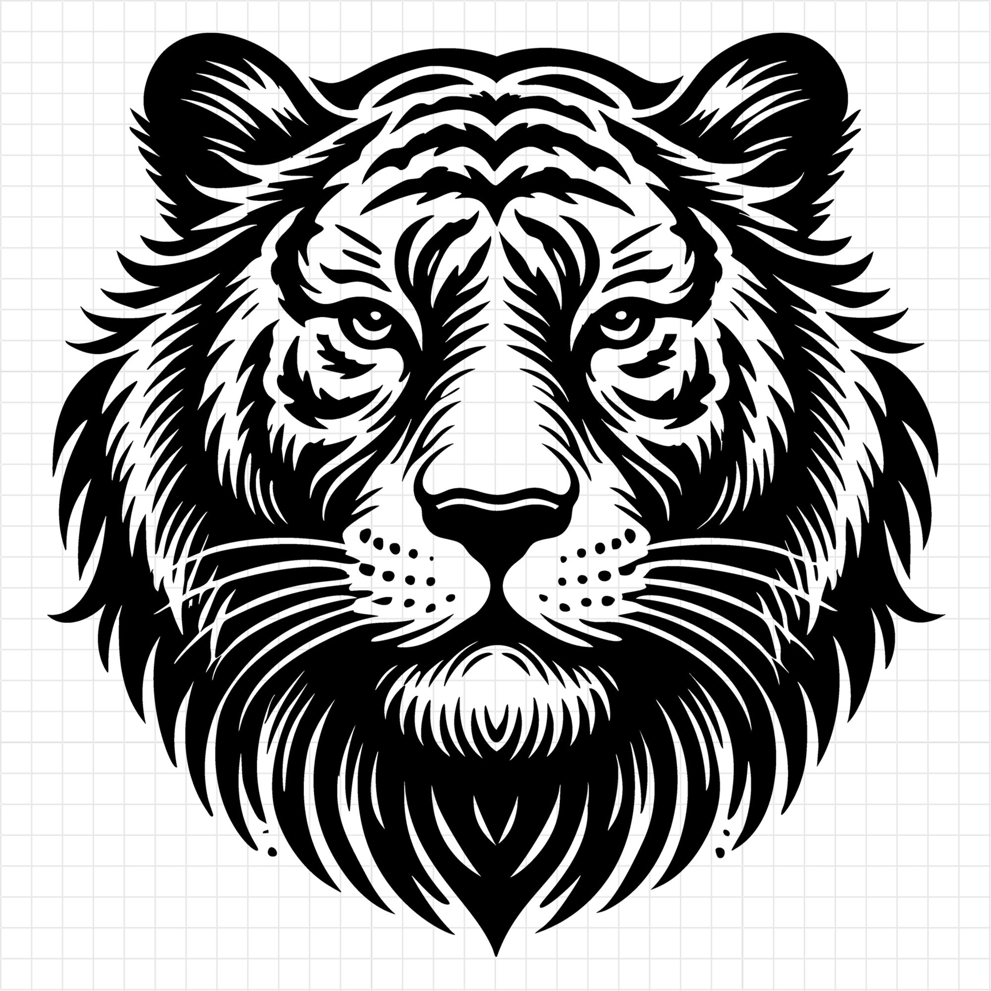 Detailed Silhouette of a Tiger Head Design SVG