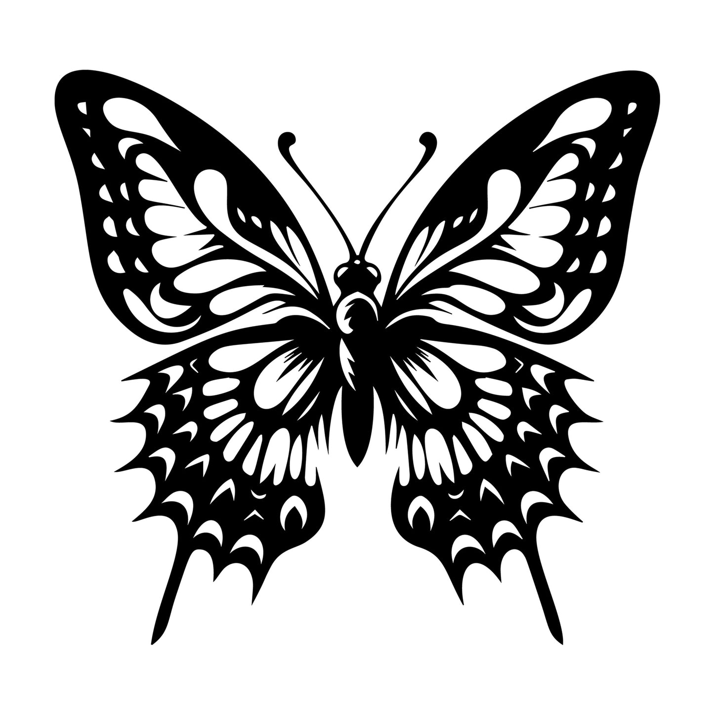 Detailed Butterfly SVG design for Cricut, Silhouette, laser cutting, vinyl, sublimation, and craft projects.