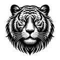 Detailed Silhouette of a Tiger Head Design SVG design for Cricut, Silhouette, laser cutting, vinyl, sublimation, and craft projects.