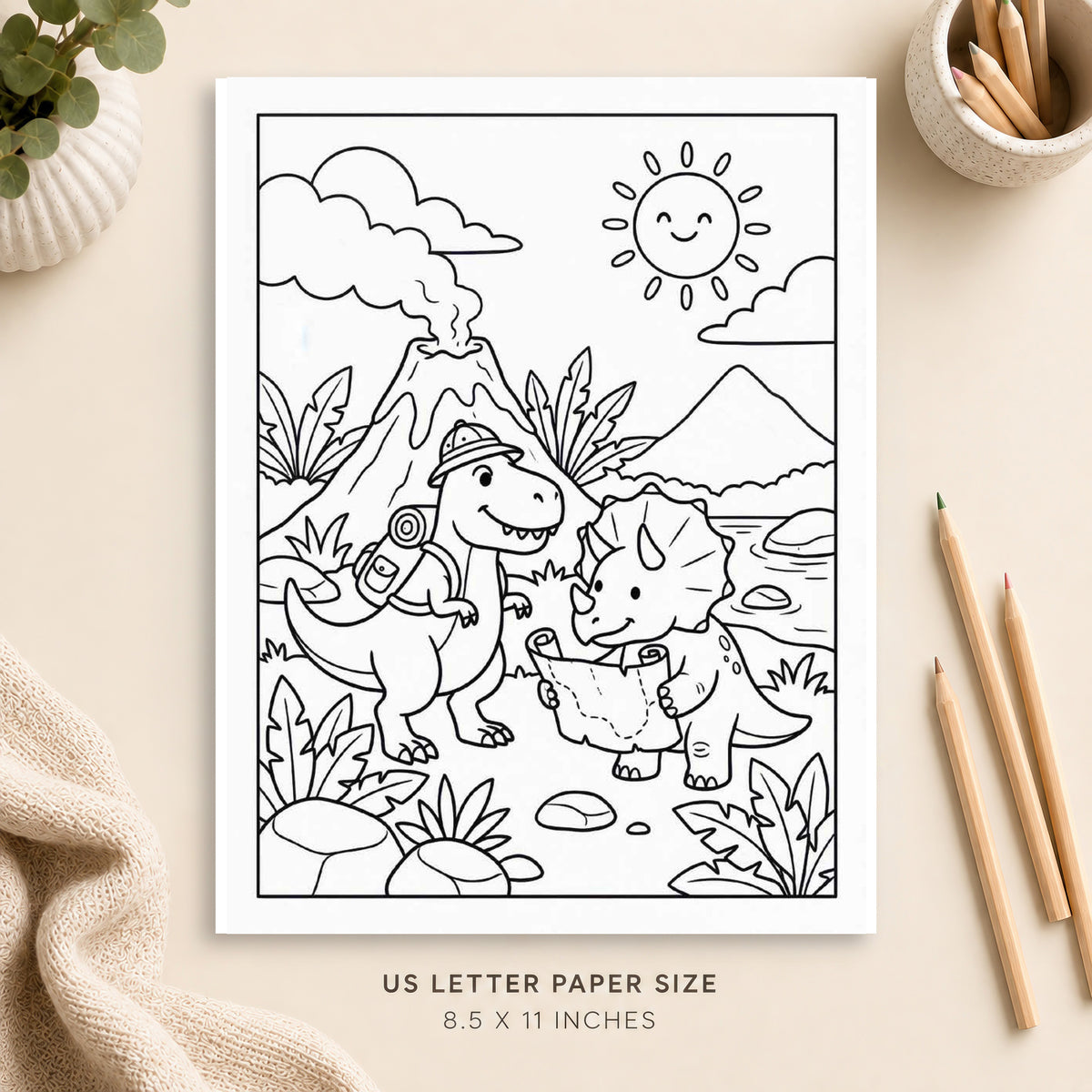 Dinosaur Adventures Coloring Page 1