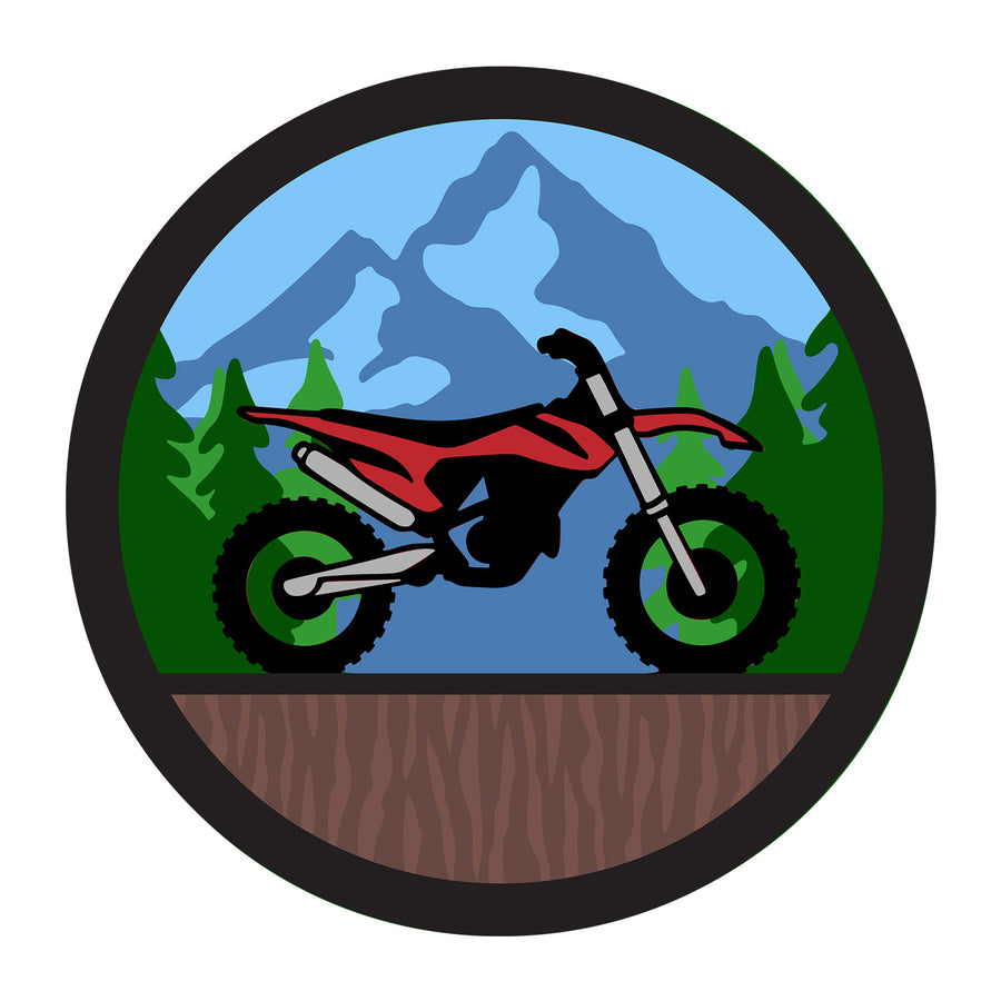 Dirt Bike 3D SVG design for Cricut, Silhouette, laser cutting, vinyl, sublimation, vehicles, and dad craft projects.