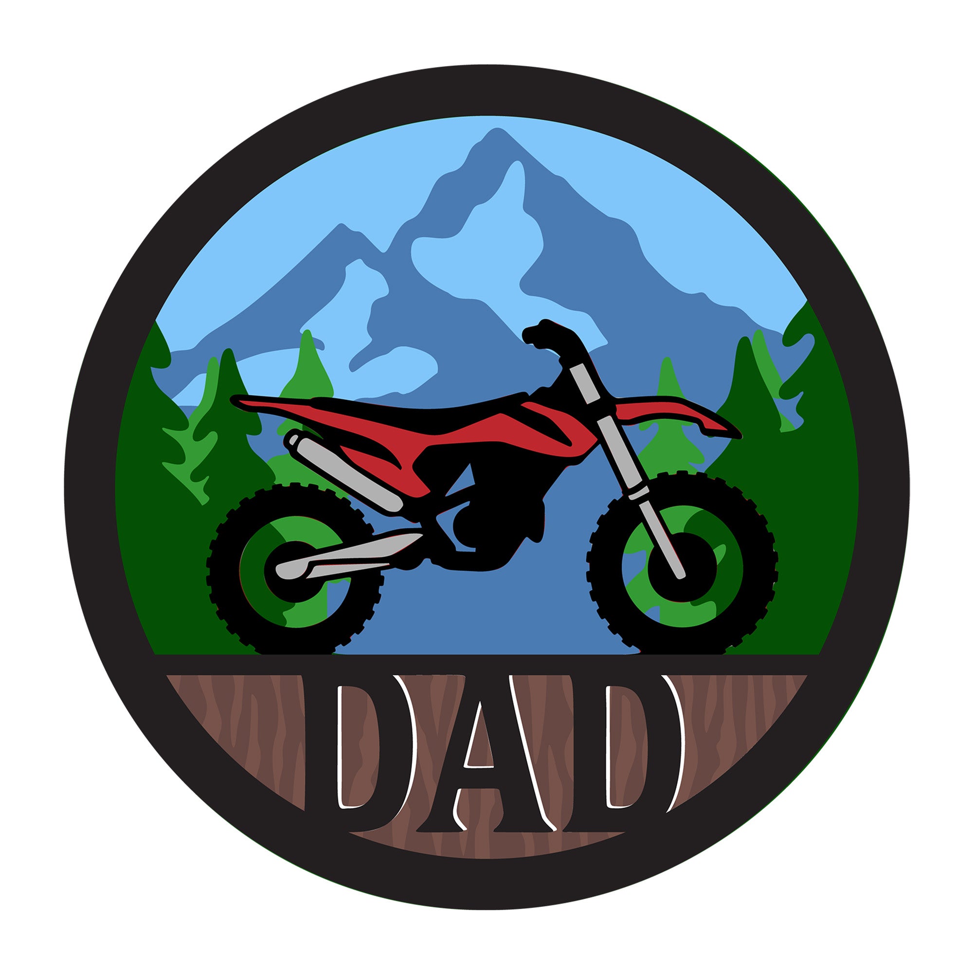 Dirt Bike 3D Dad SVG design for Cricut, Silhouette, laser cutting, vinyl, sublimation, vehicles, and dad craft projects.
