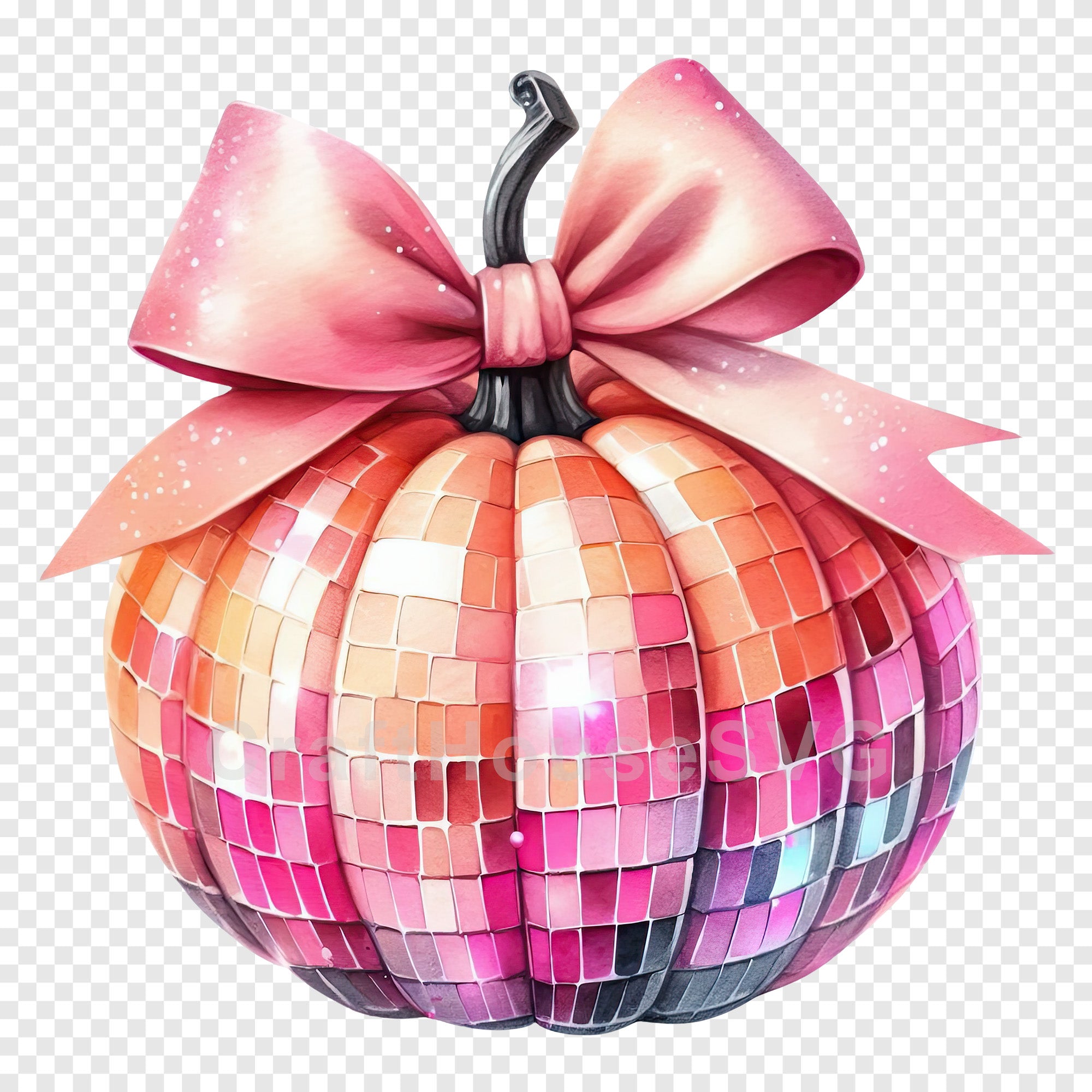 Disco Ball Coquette Pumpkin PNG Clip Art Sublimation