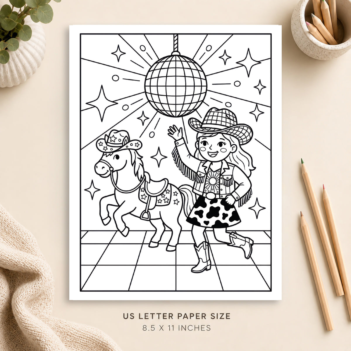 Disco Cowgirl Coloring Page 4