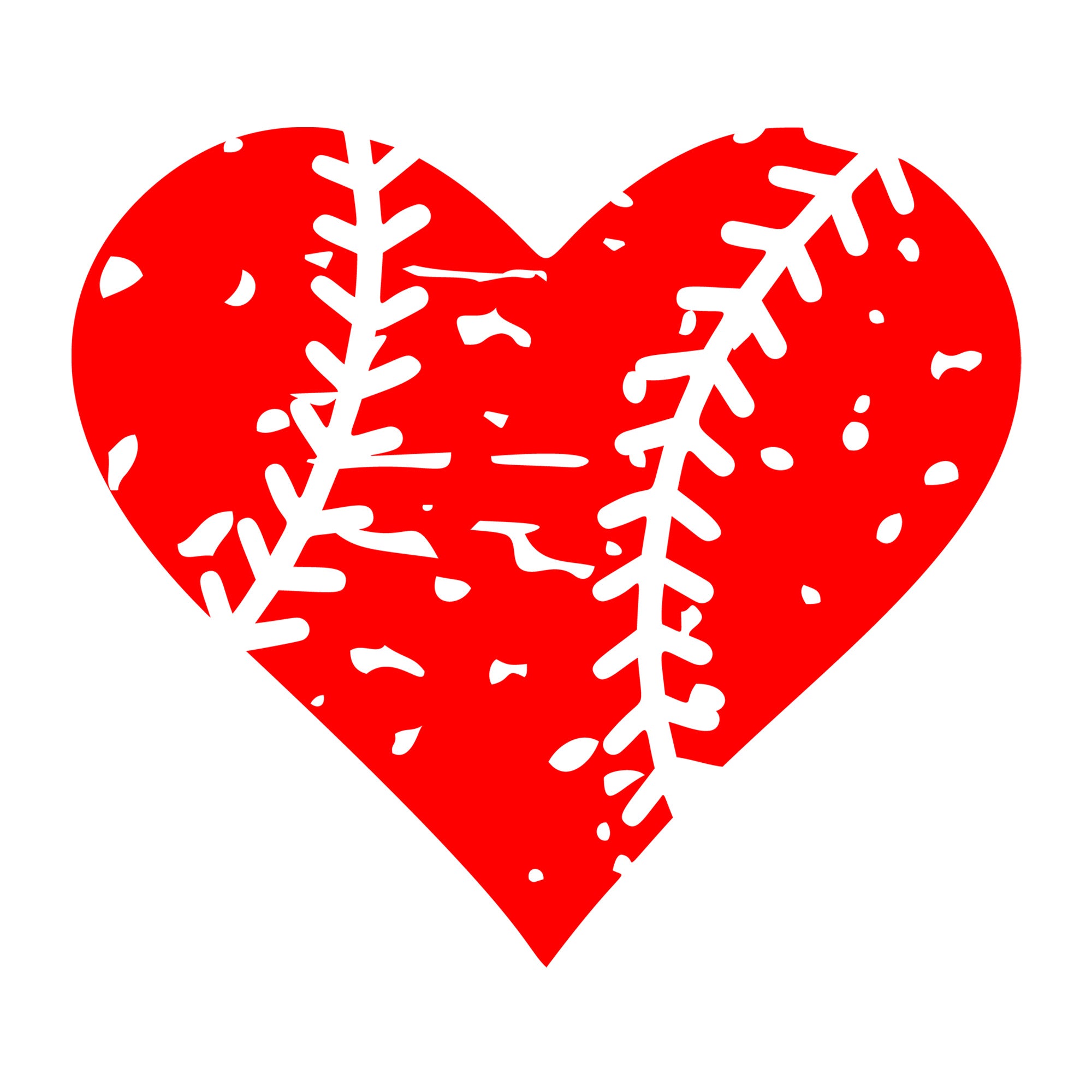 Distressed Baseball Heart SVG design for Cricut, Silhouette, laser cutting, vinyl, sublimation, and sports craft projects.