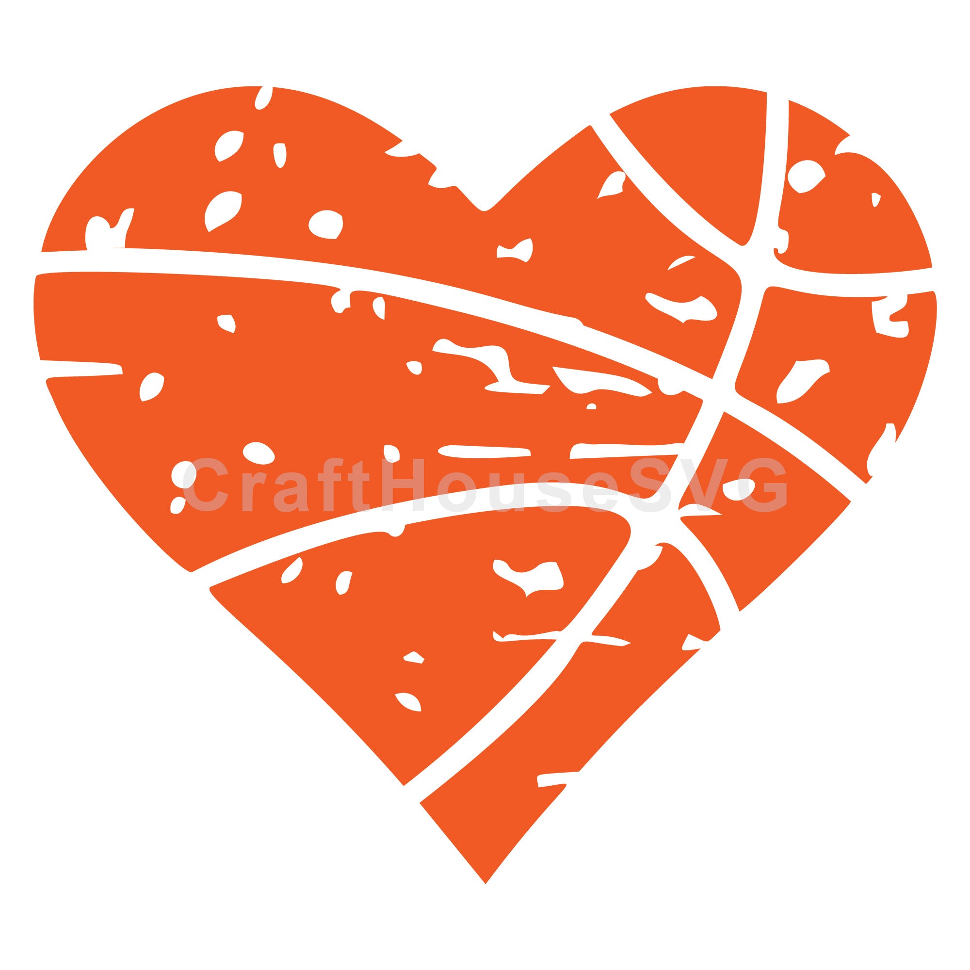 Distressed Basketball Heart SVG