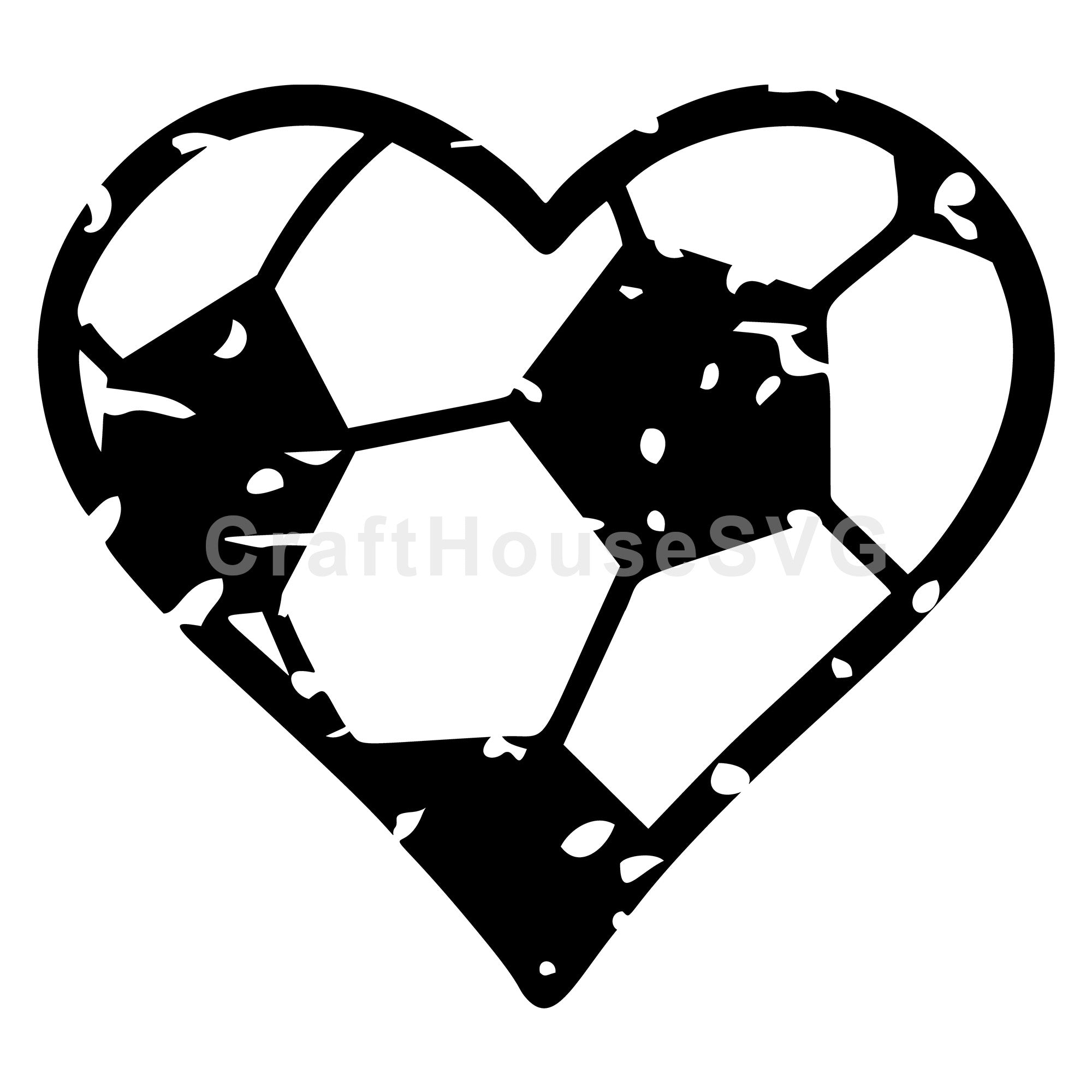 Distressed Soccer Ball Heart SVG