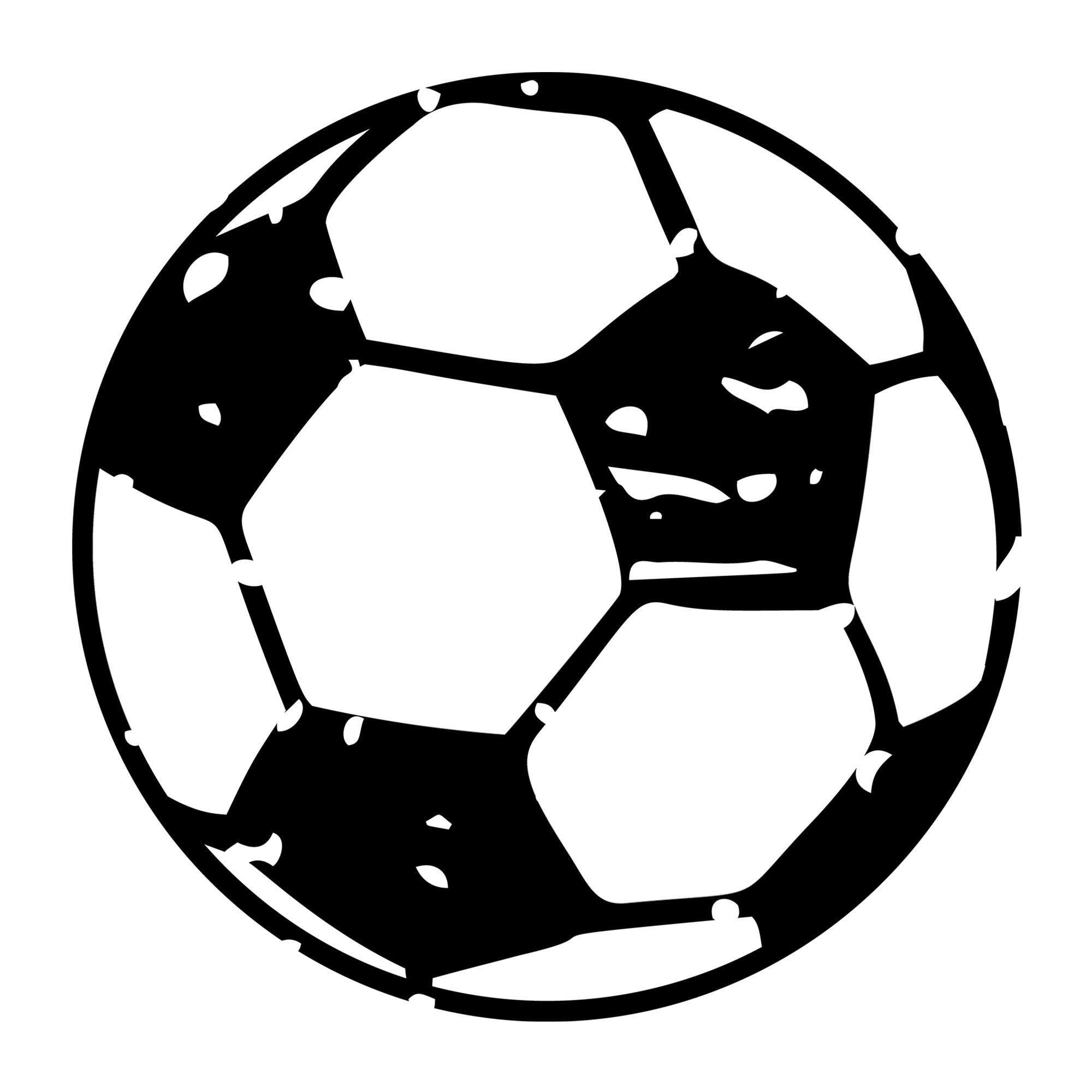 Distressed Soccer Ball SVG design for Cricut, Silhouette, laser cutting, vinyl, sublimation, and soccer craft projects.
