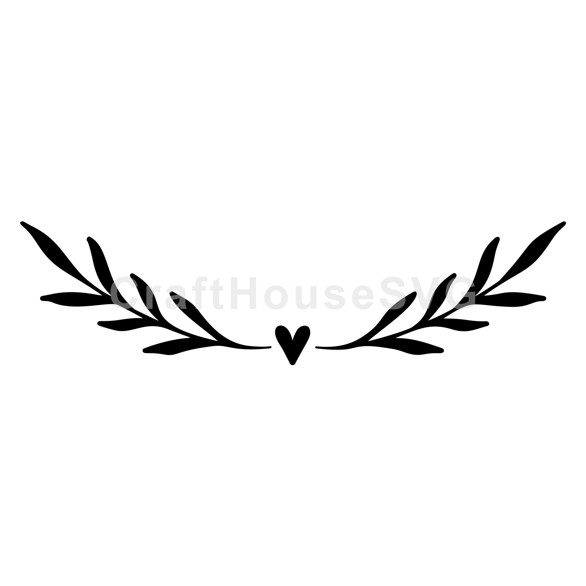 Heart With Delicate Branches Divider SVG