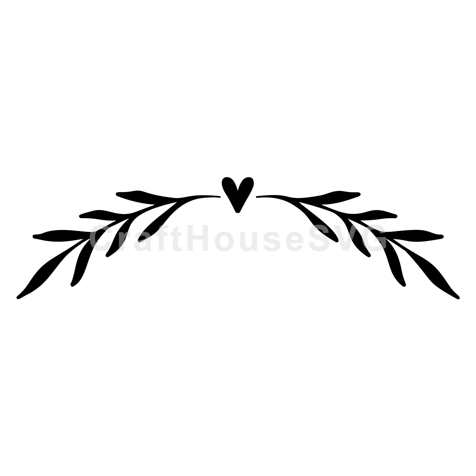 Heart And Leafy Branch Divider SVG