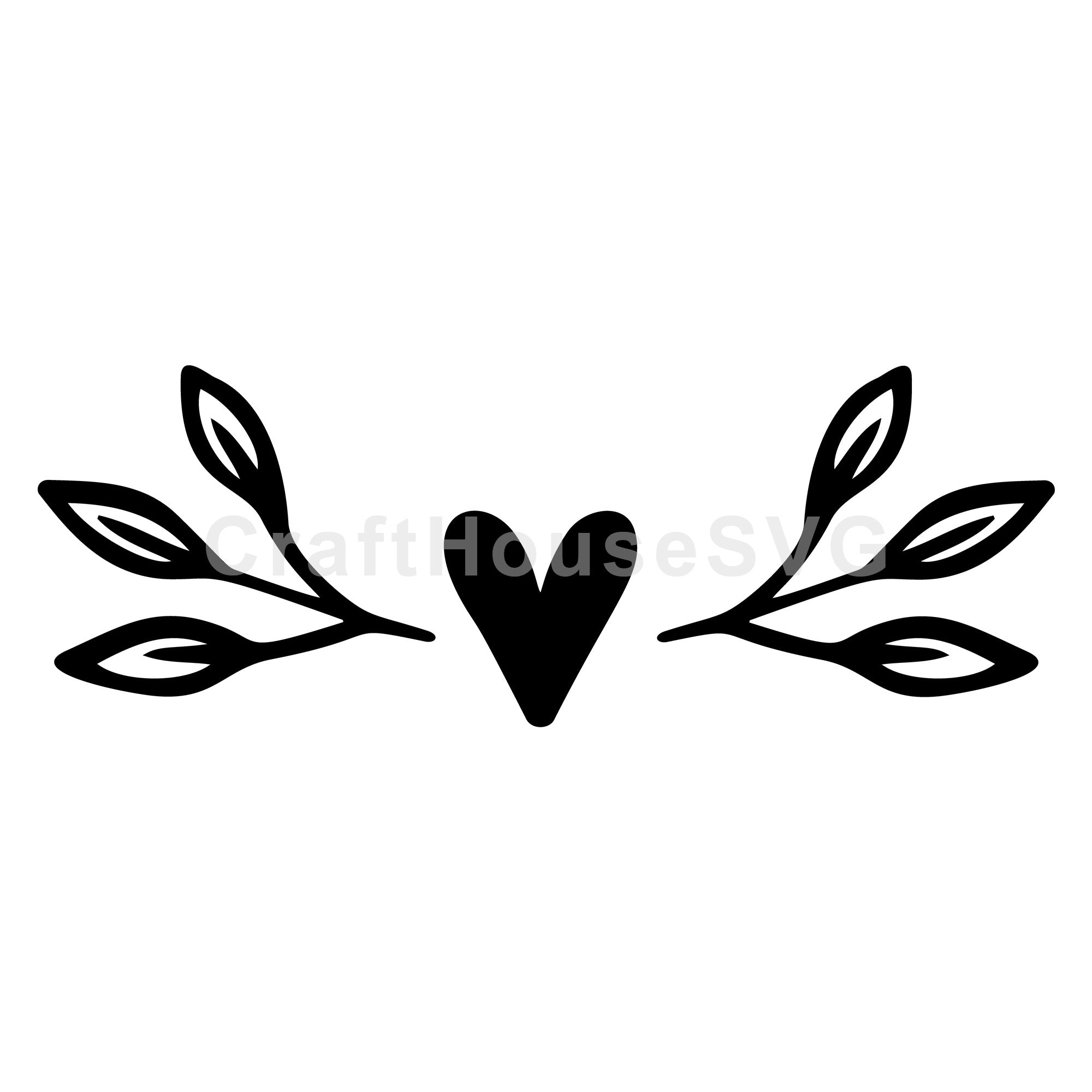 Heart With Sprouting Branches Divider SVG