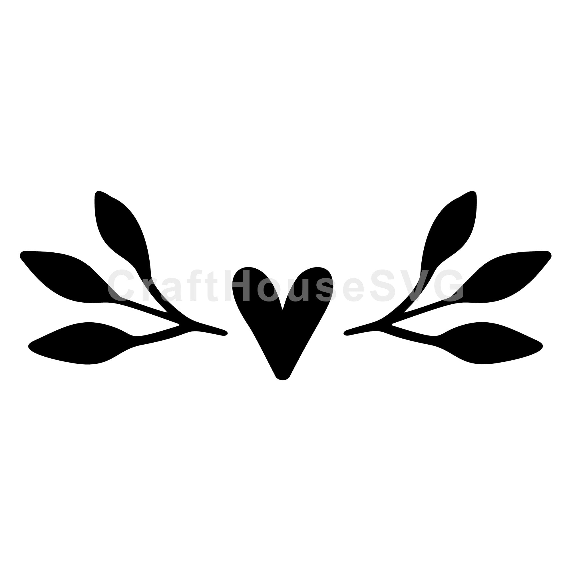 Heart And Small Leaf Sprout Divider SVG