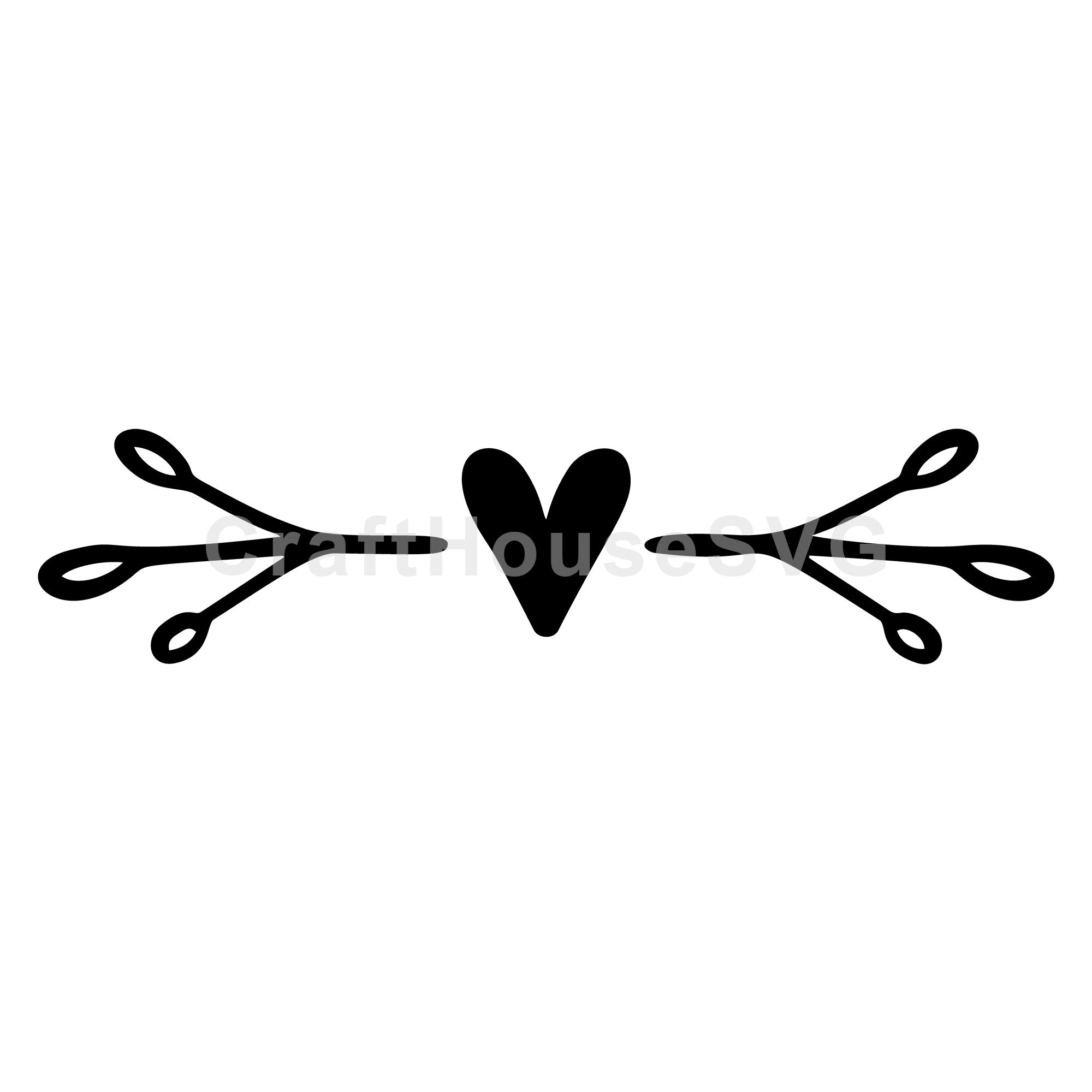 Heart With Stylized Branch Tips SVG