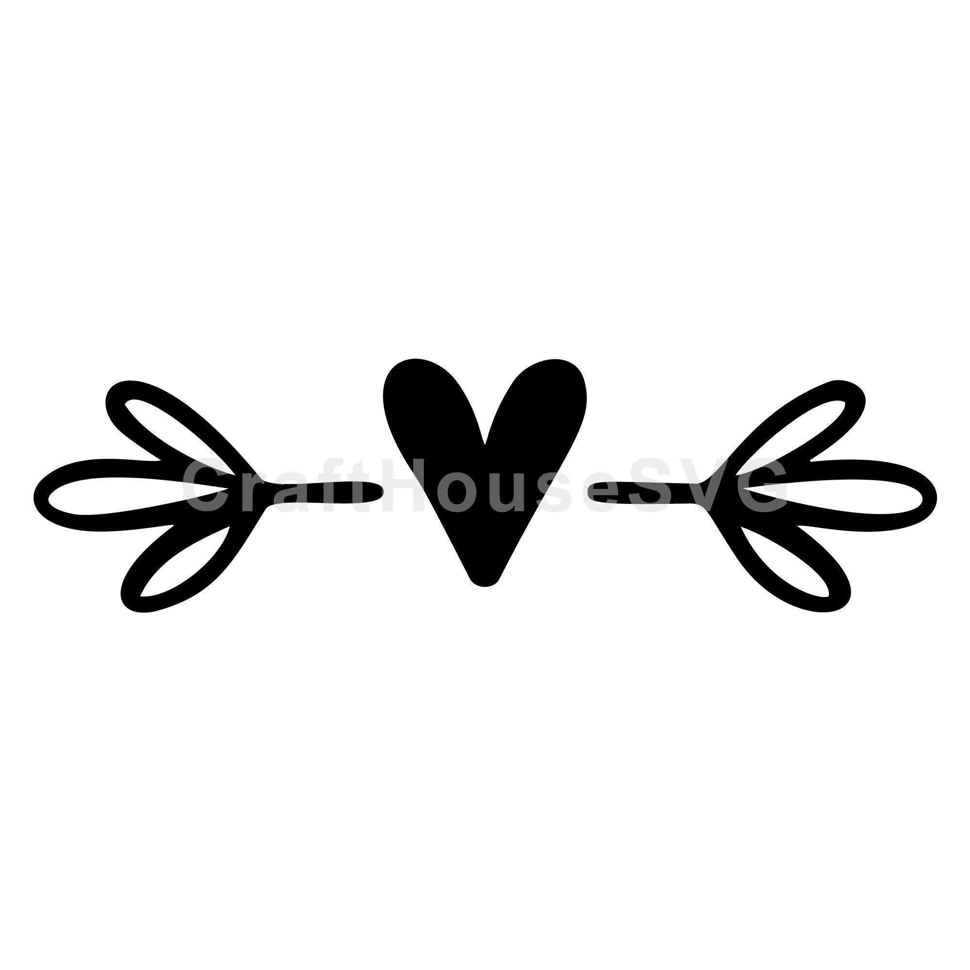 Heart Between Floral Sprigs SVG