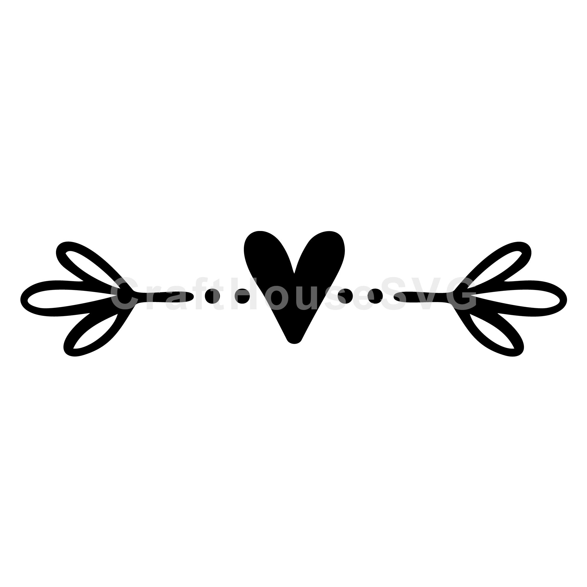 Heart And Dotted Line Sprigs SVG