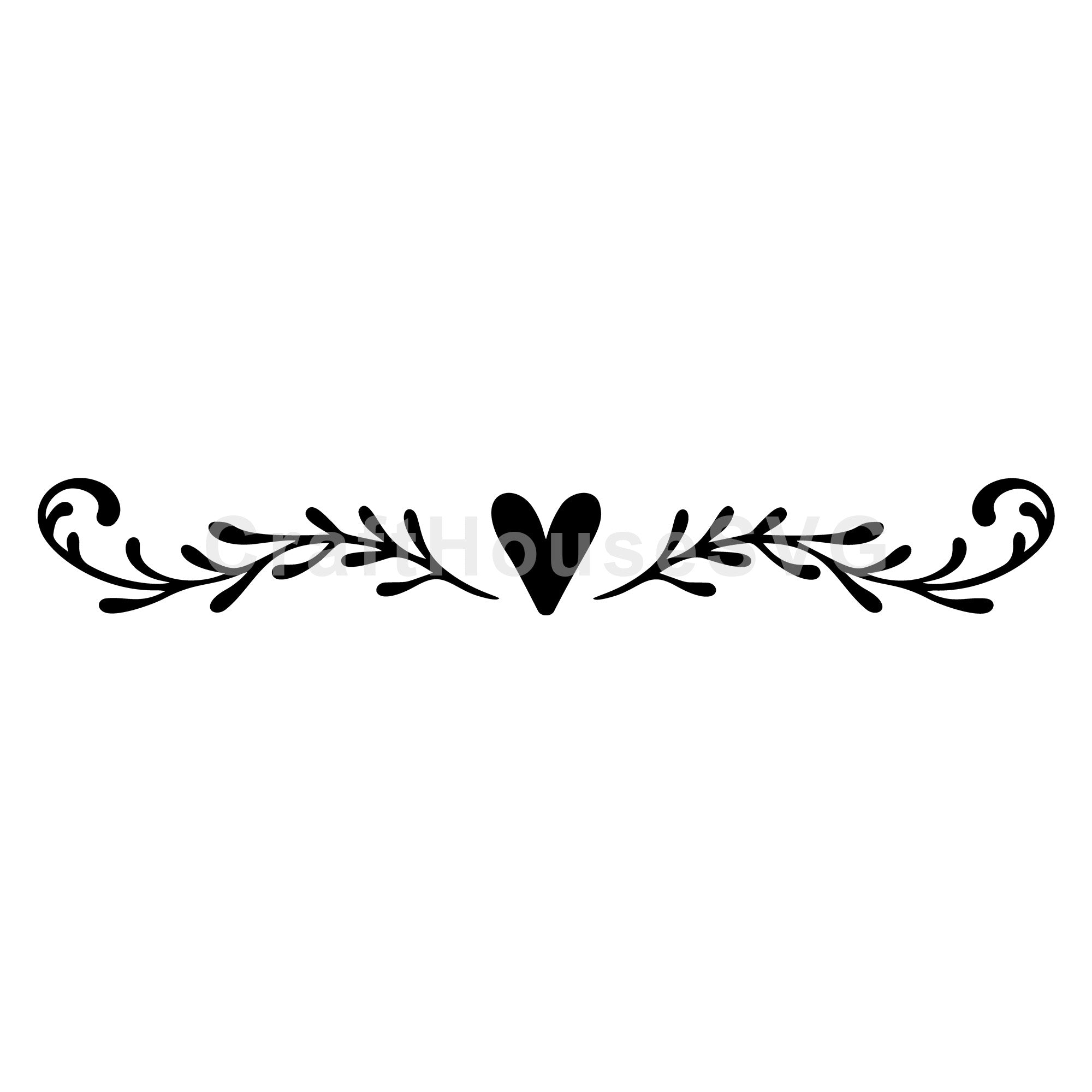 Heart With Ornate Leafy Sprigs SVG