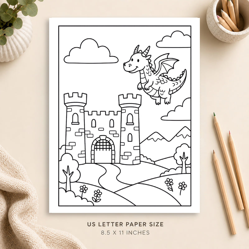 Dragon Castle Coloring Page 1