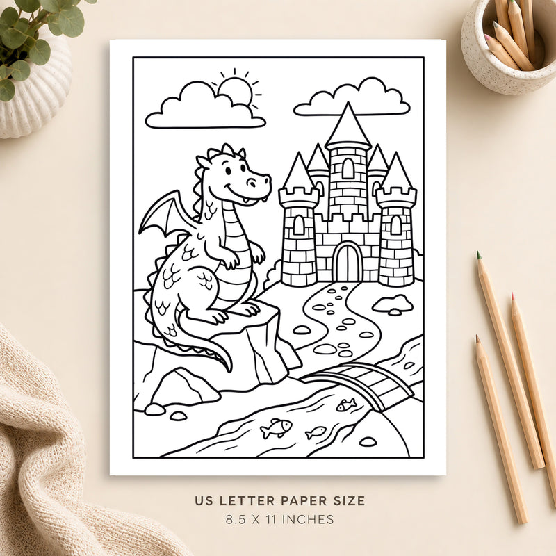 Dragon Castle Coloring Page 2
