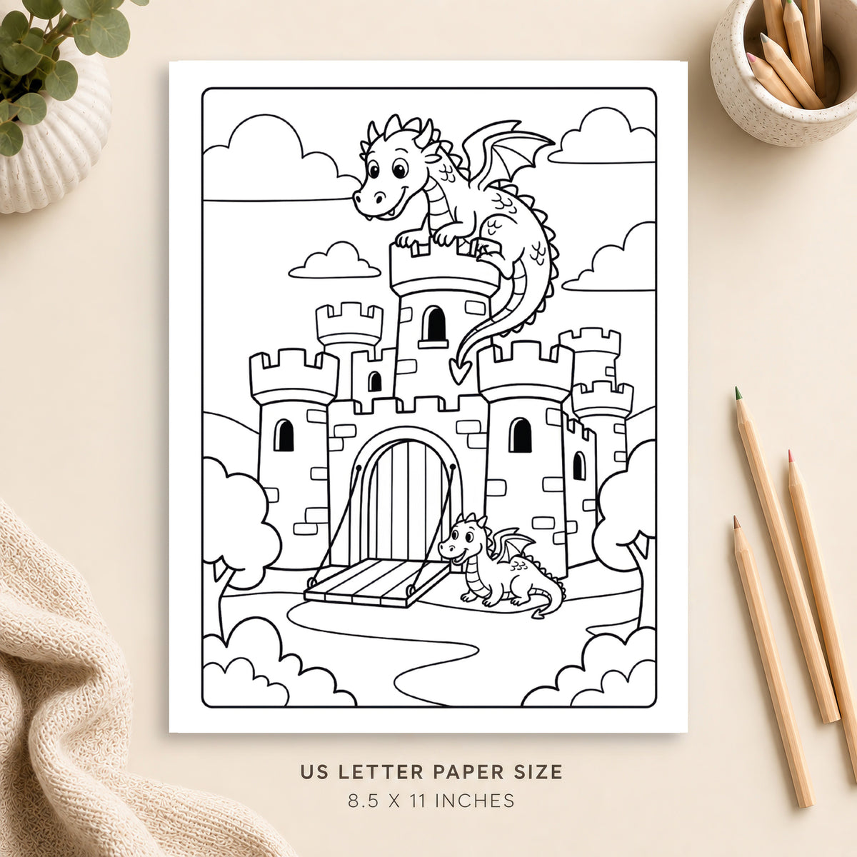 Dragon Castle Coloring Page 3
