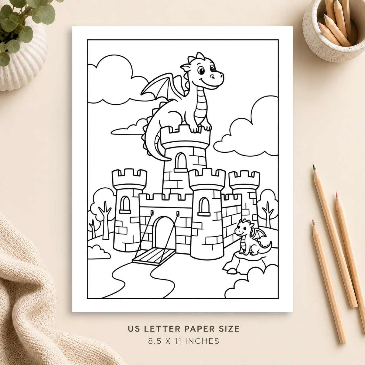 Dragon Castle Coloring Page 5