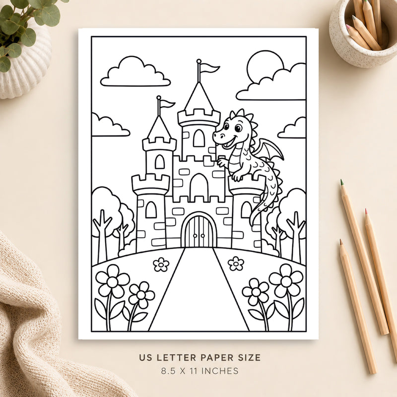 Dragon Castle Coloring Page 6