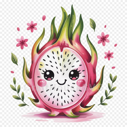 Kawaii Fruit Clipart Sublimation PNG Bundle