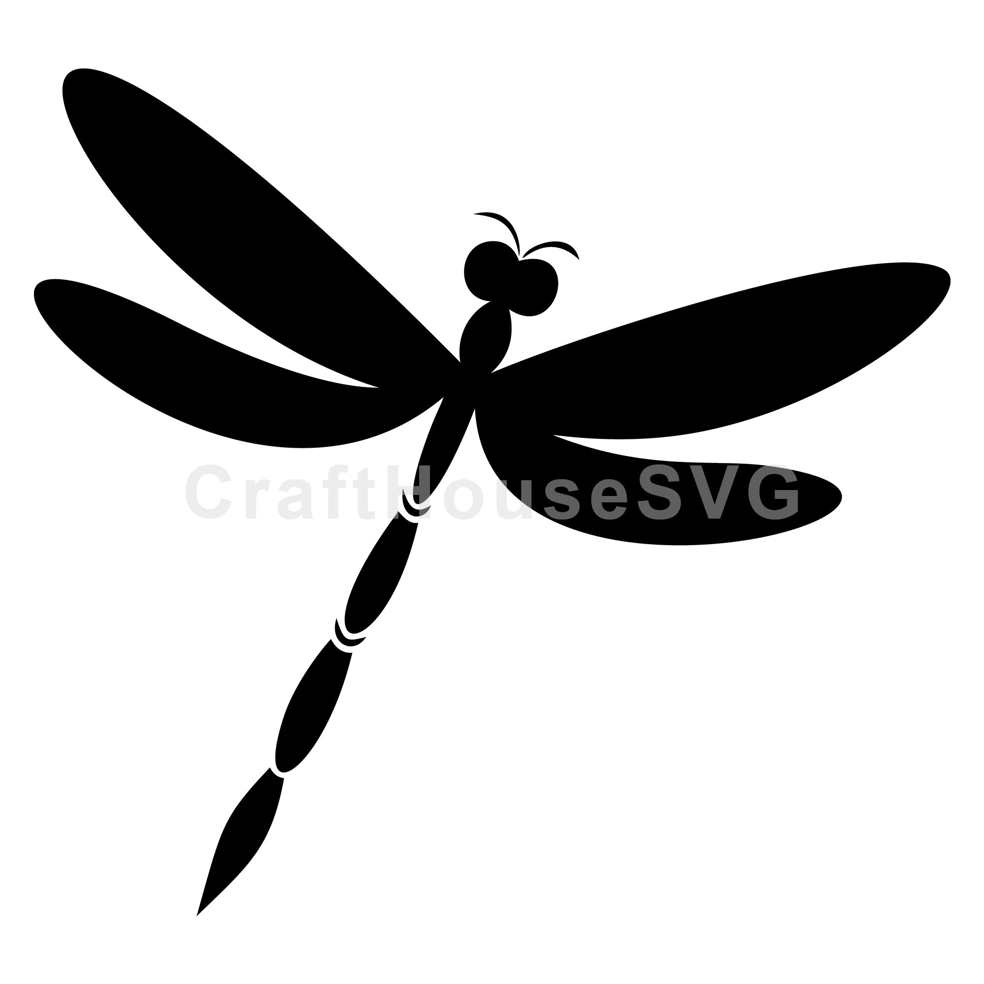 Minimalist Dragonfly Silhouette in Flight SVG