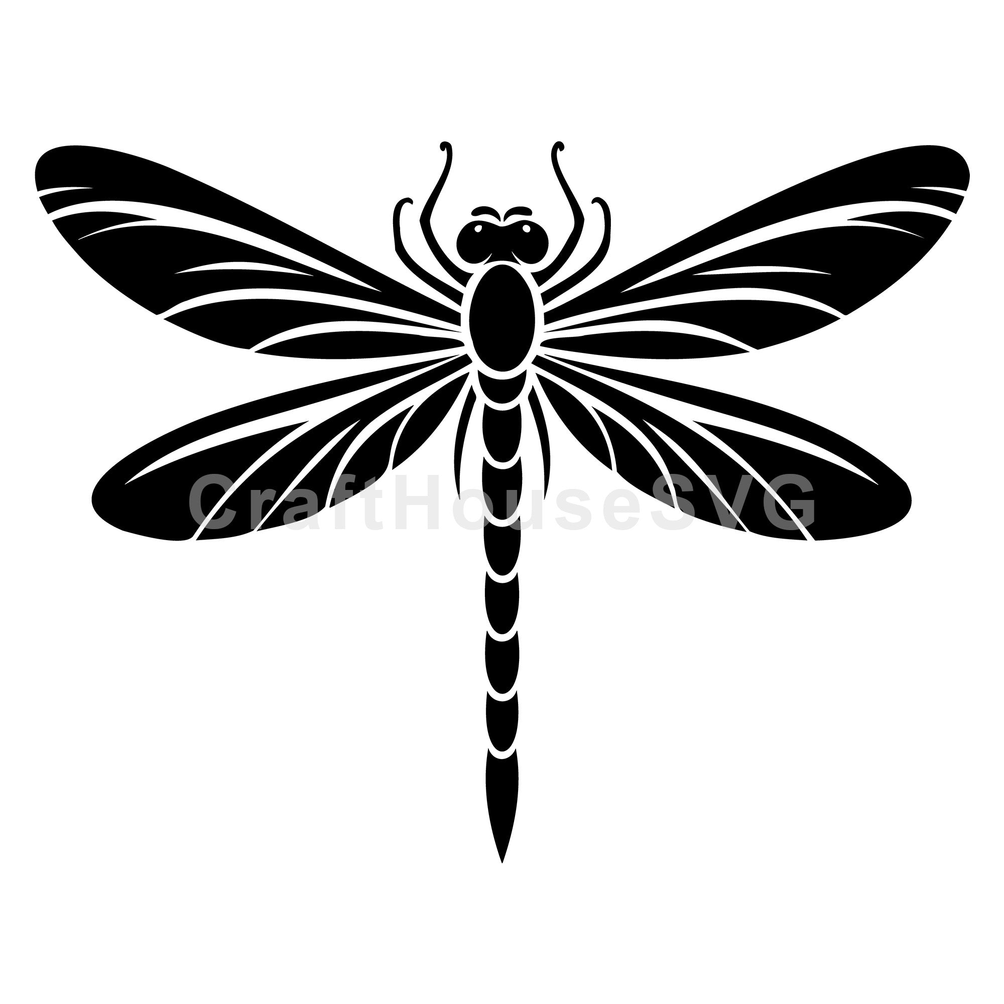 Dragonfly silhouette with spread wings SVG