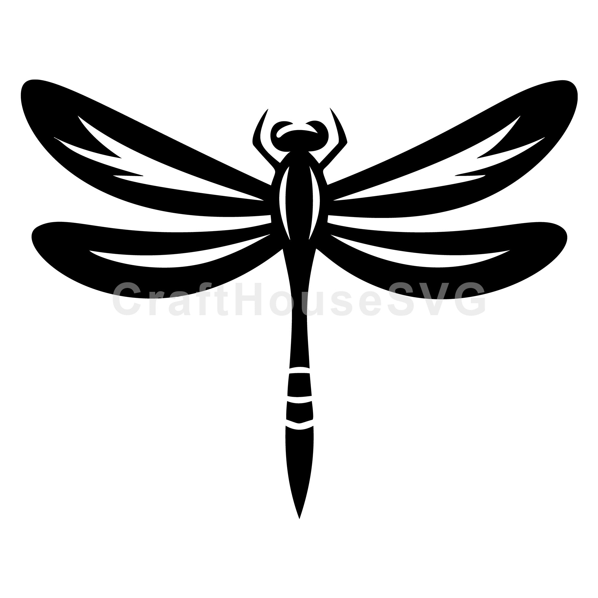 Detailed dragonfly silhouette design SVG