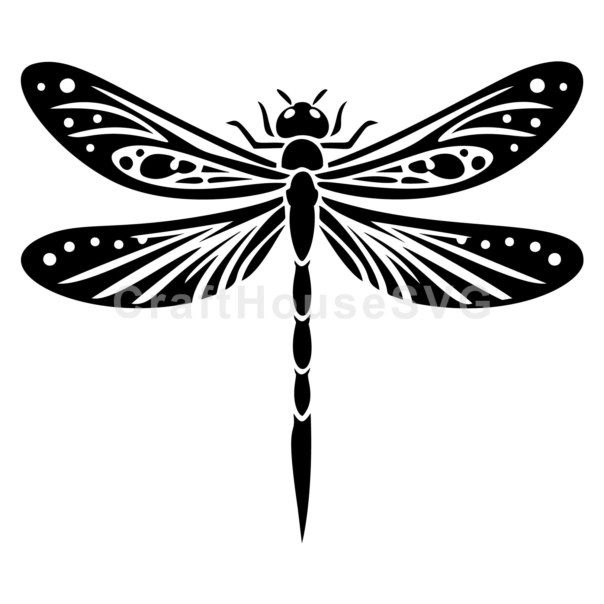 Intricate dragonfly silhouette pattern SVG