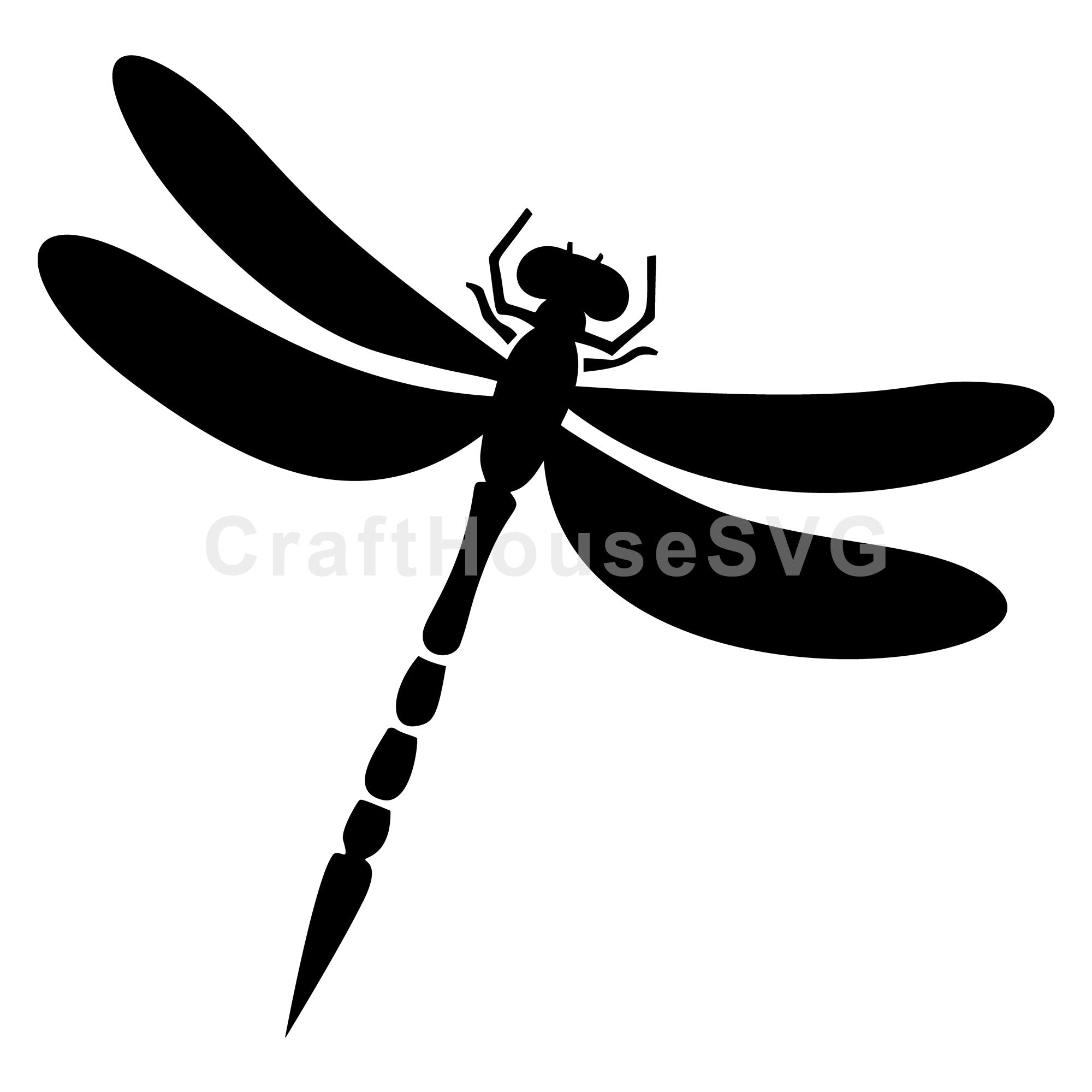 Simple Dragonfly Silhouette in Flight SVG