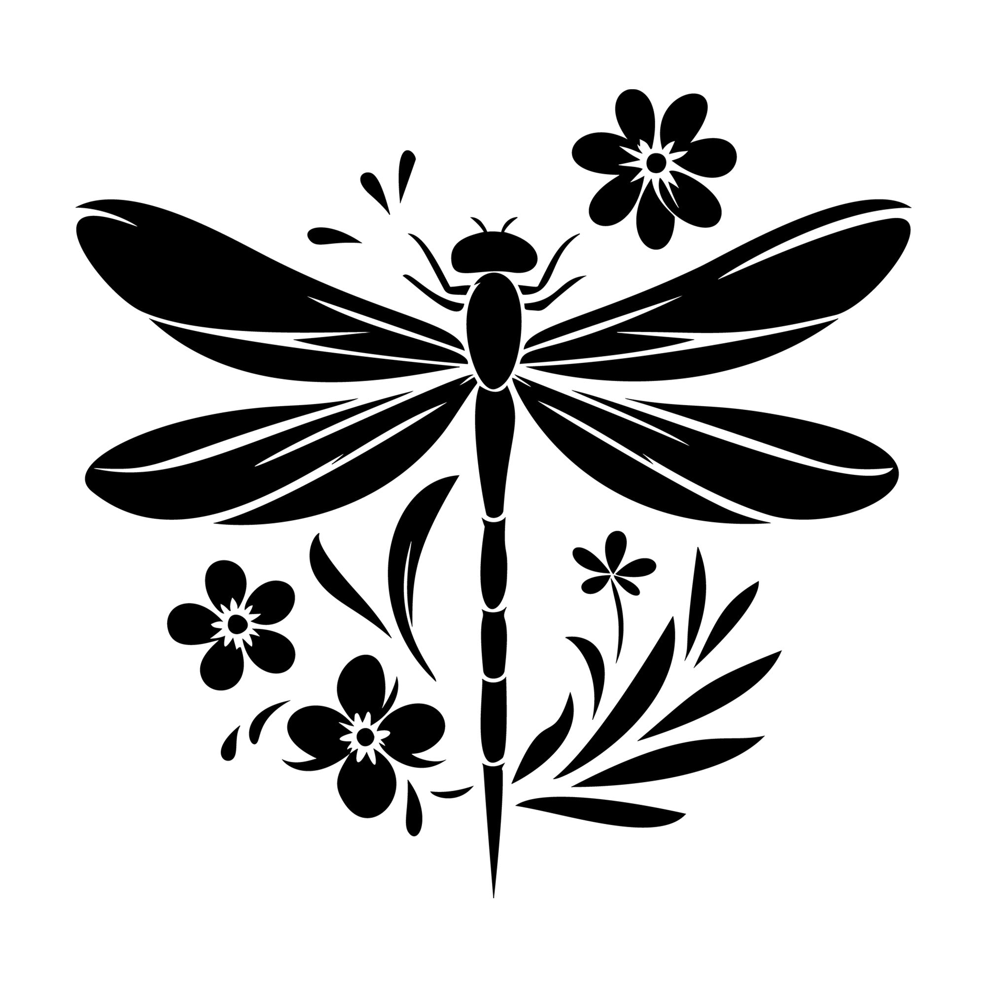 Dragonfly Silhouette 22 SVG silhouette design for Cricut, Silhouette, laser cutting, vinyl, sublimation, and craft projects.