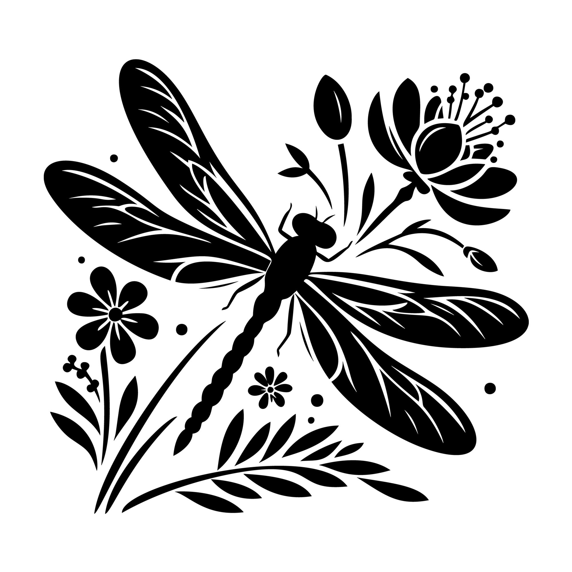 Dragonfly Silhouette 23 SVG silhouette design for Cricut, Silhouette, laser cutting, vinyl, sublimation, and craft projects.