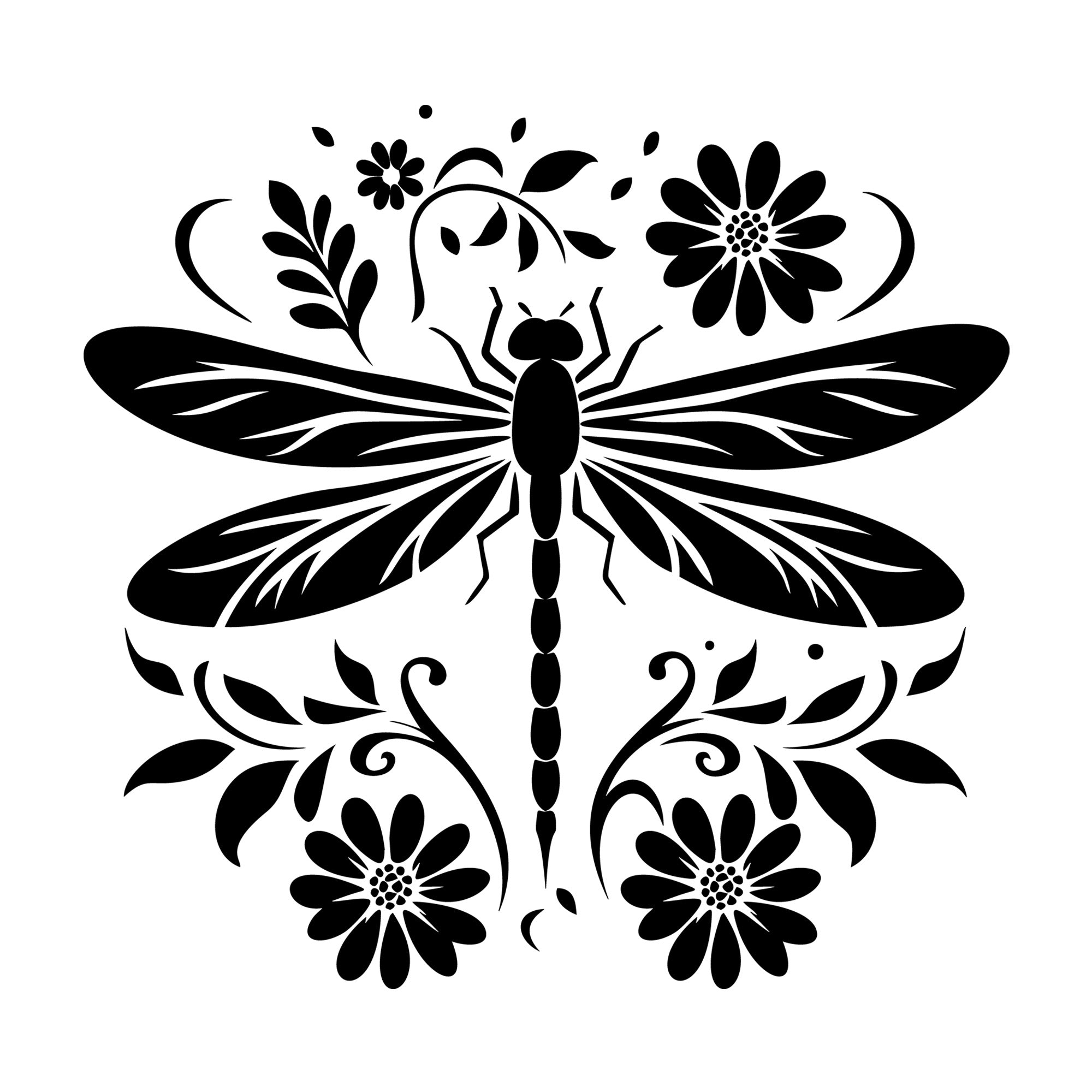Dragonfly Silhouette 24 SVG silhouette design for Cricut, Silhouette, laser cutting, vinyl, sublimation, and craft projects.