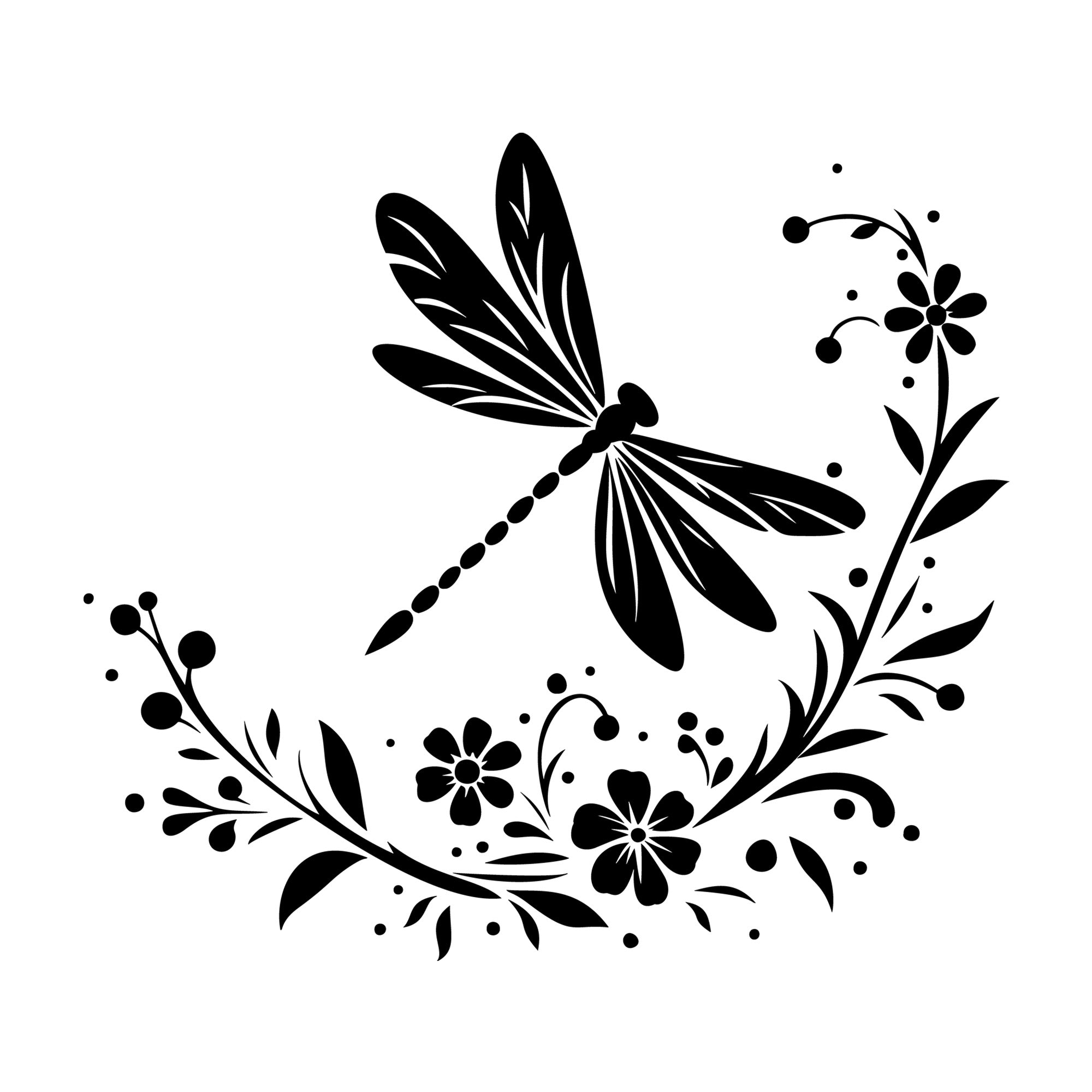 Dragonfly Silhouette 25 SVG silhouette design for Cricut, Silhouette, laser cutting, vinyl, sublimation, and craft projects.