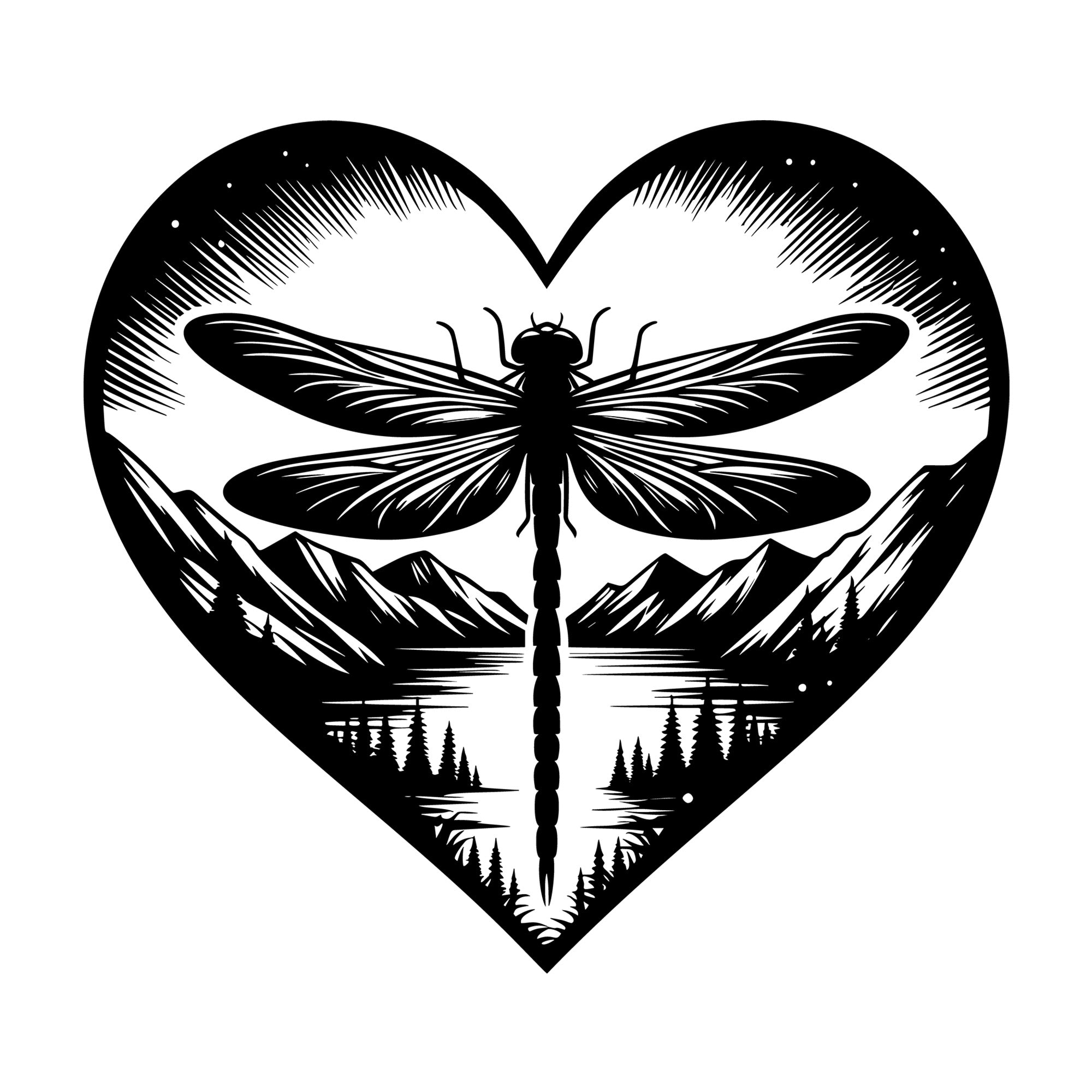 Dragonfly Silhouette 26 SVG silhouette design for Cricut, Silhouette, laser cutting, vinyl, sublimation, and craft projects.