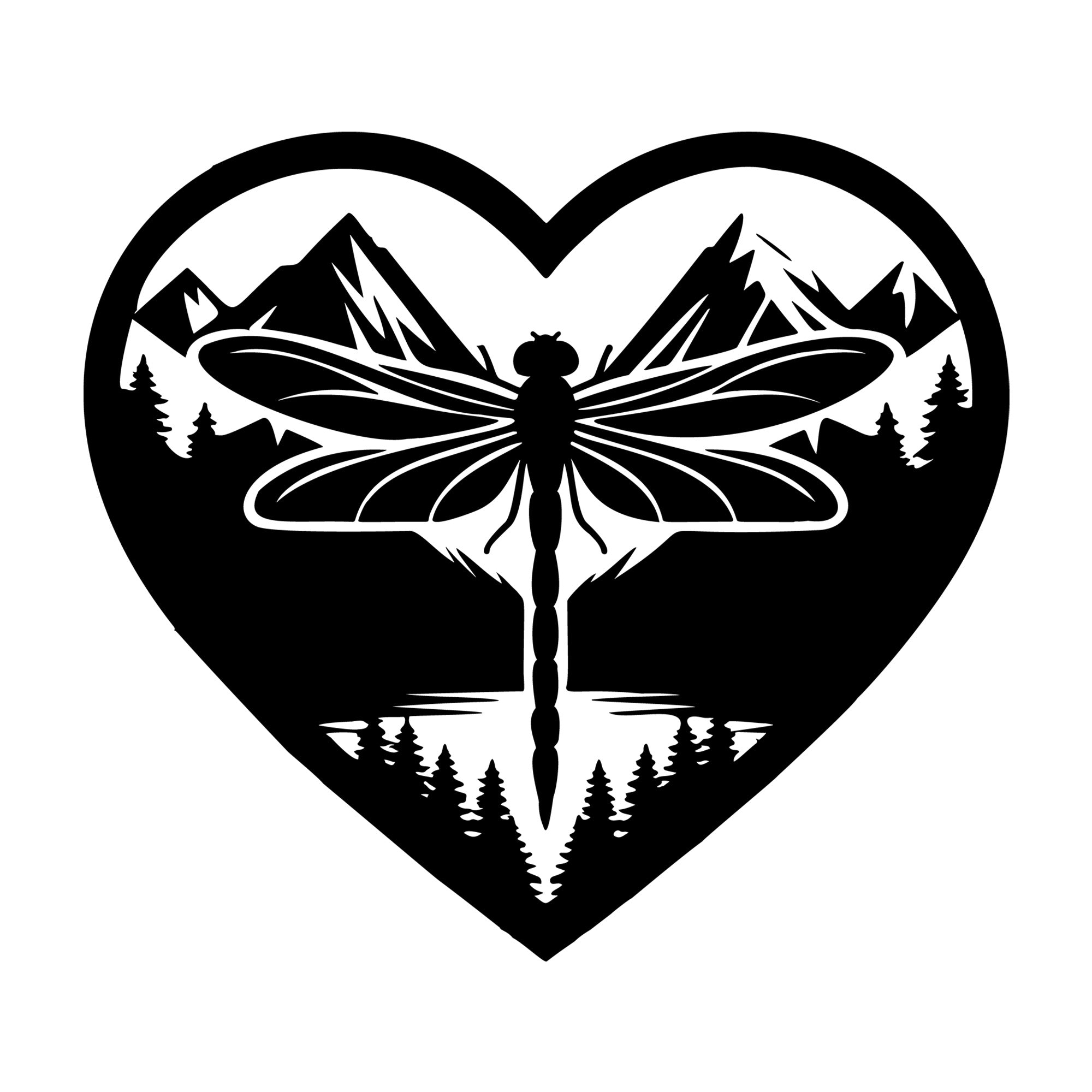 Dragonfly Silhouette 28 SVG silhouette design for Cricut, Silhouette, laser cutting, vinyl, sublimation, and craft projects.